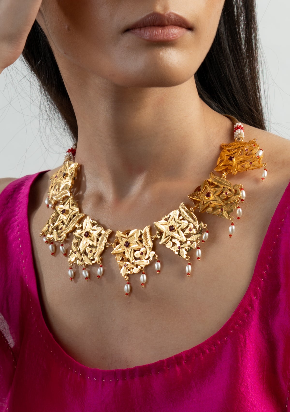 Latha Gold Tone Silver Necklace