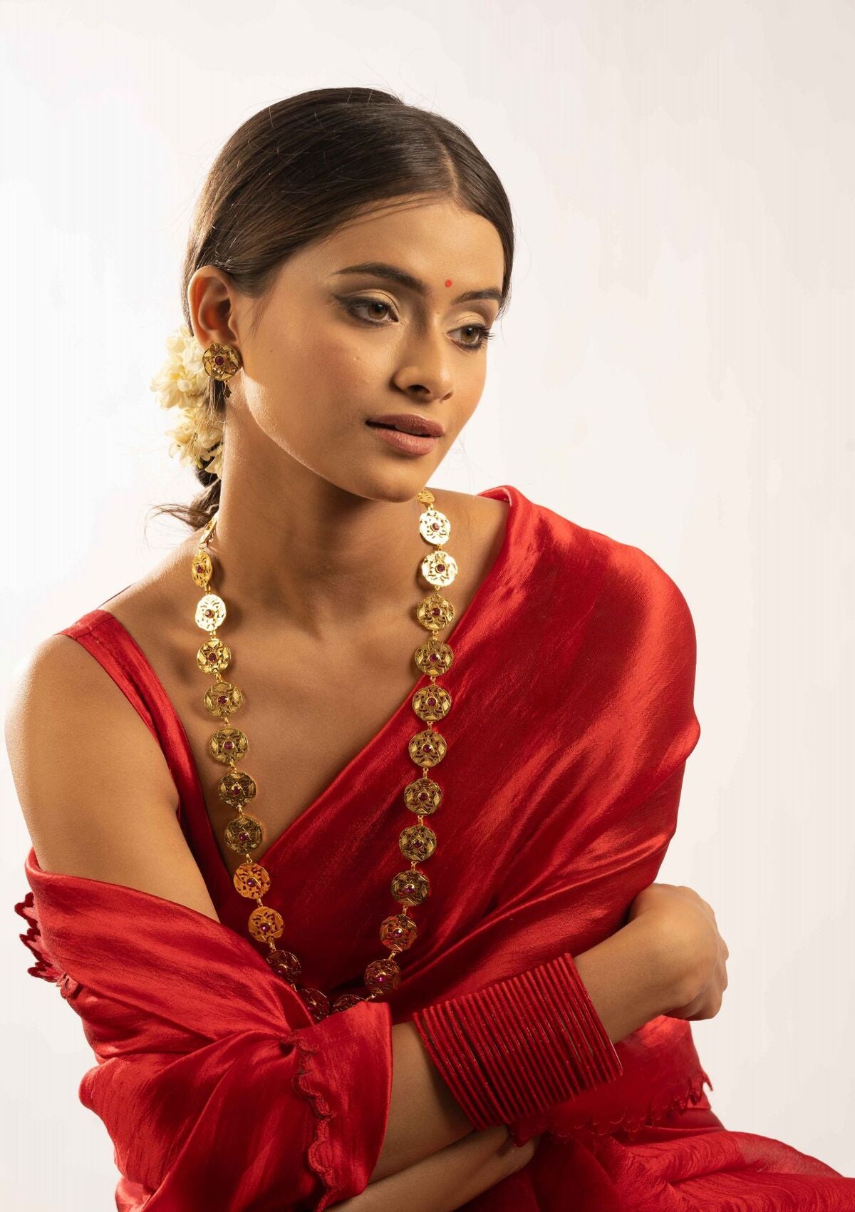 Laxmi Gold Tone Silver Necklace