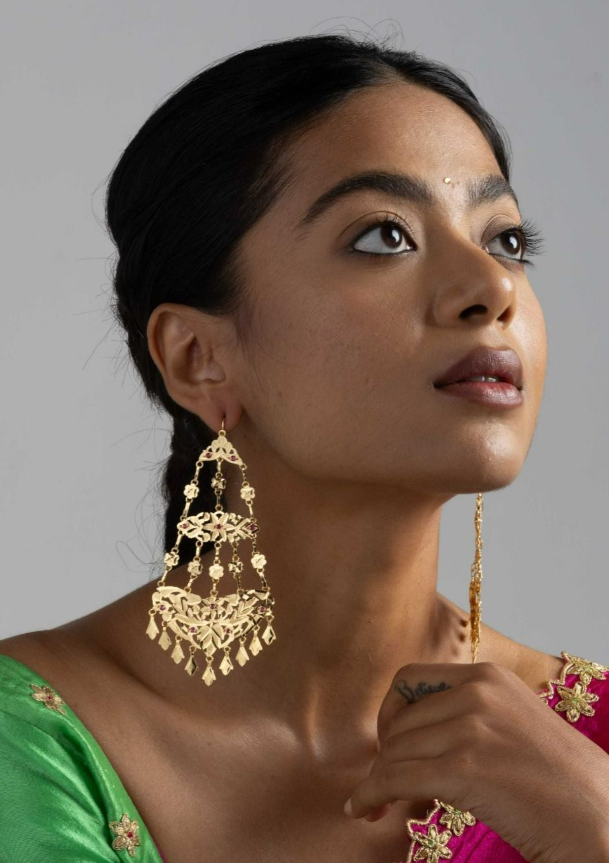 Lilavati Gold Tone Silver Earrings