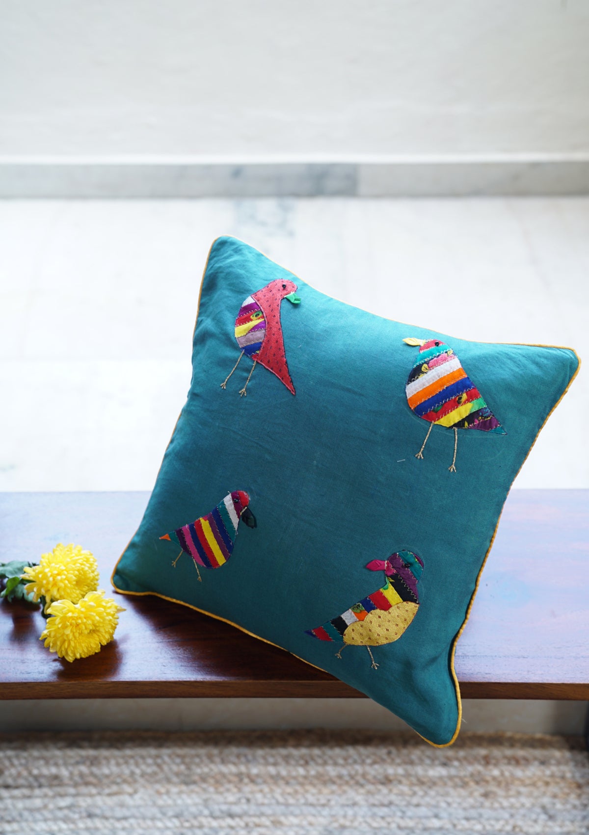 Loriini Teal Linen Cushion Cover