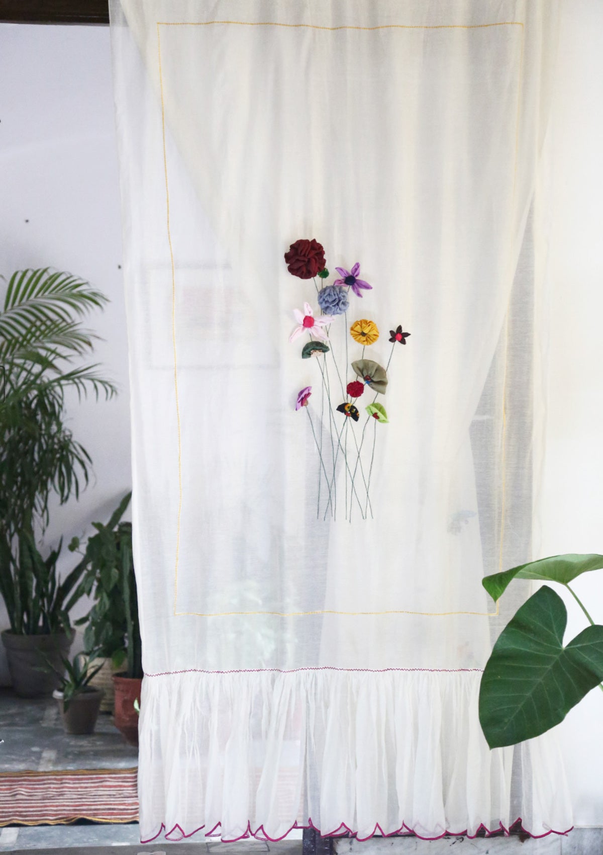 Magha Off-White Layered Curtain