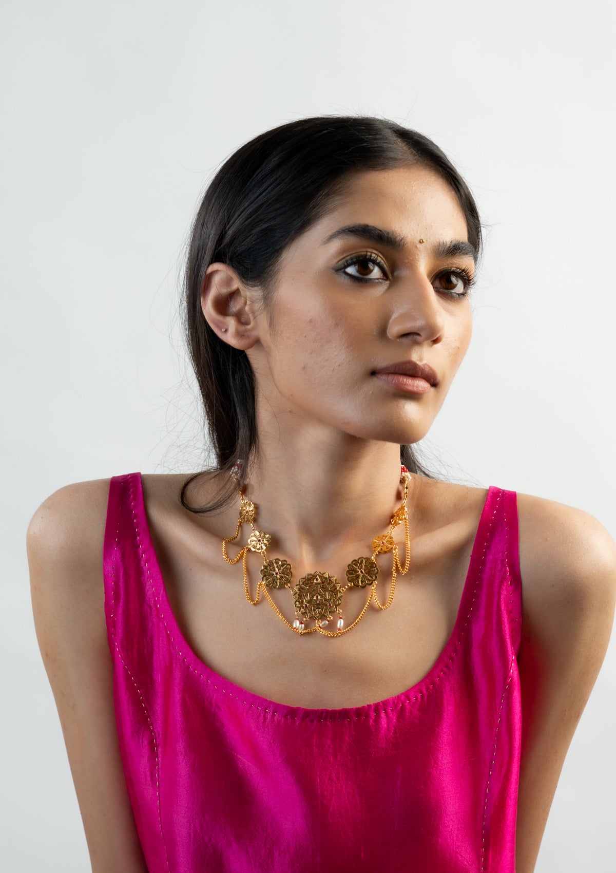 Manjusha Gold Tone Silver Necklace