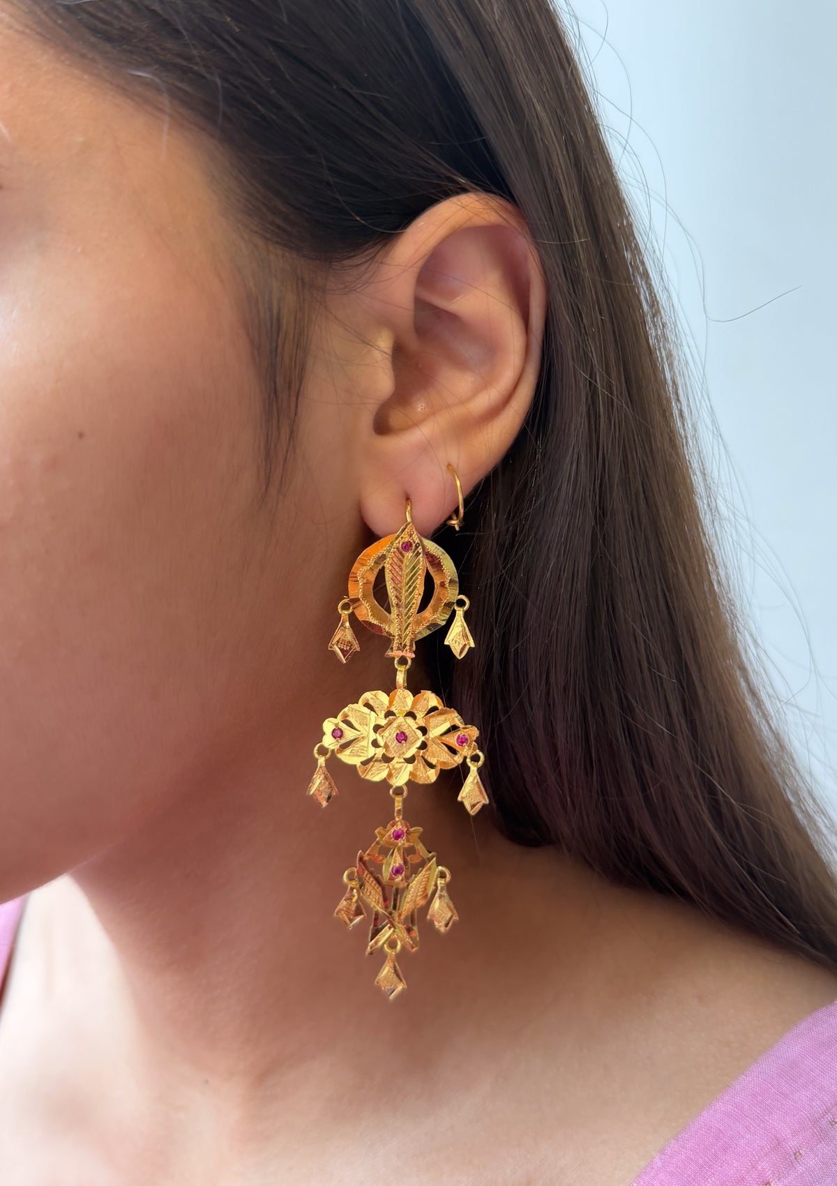 kokila Gold Tone Silver Earrings