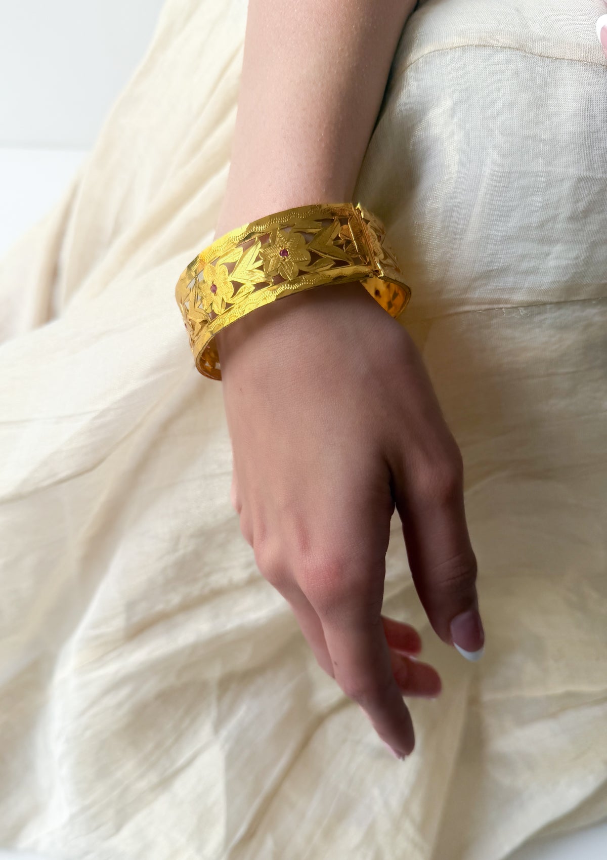 Charita Gold Tone Silver Bangles- Size 2.4 Inches