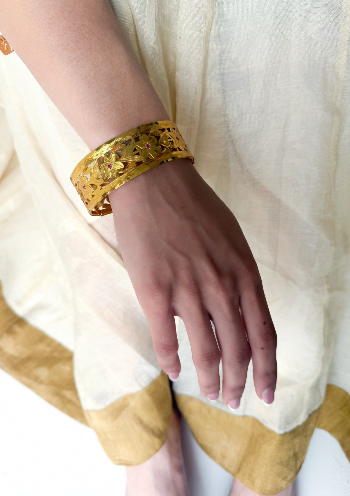 Charita Gold Tone Silver Bangles- Size 2.4 Inches