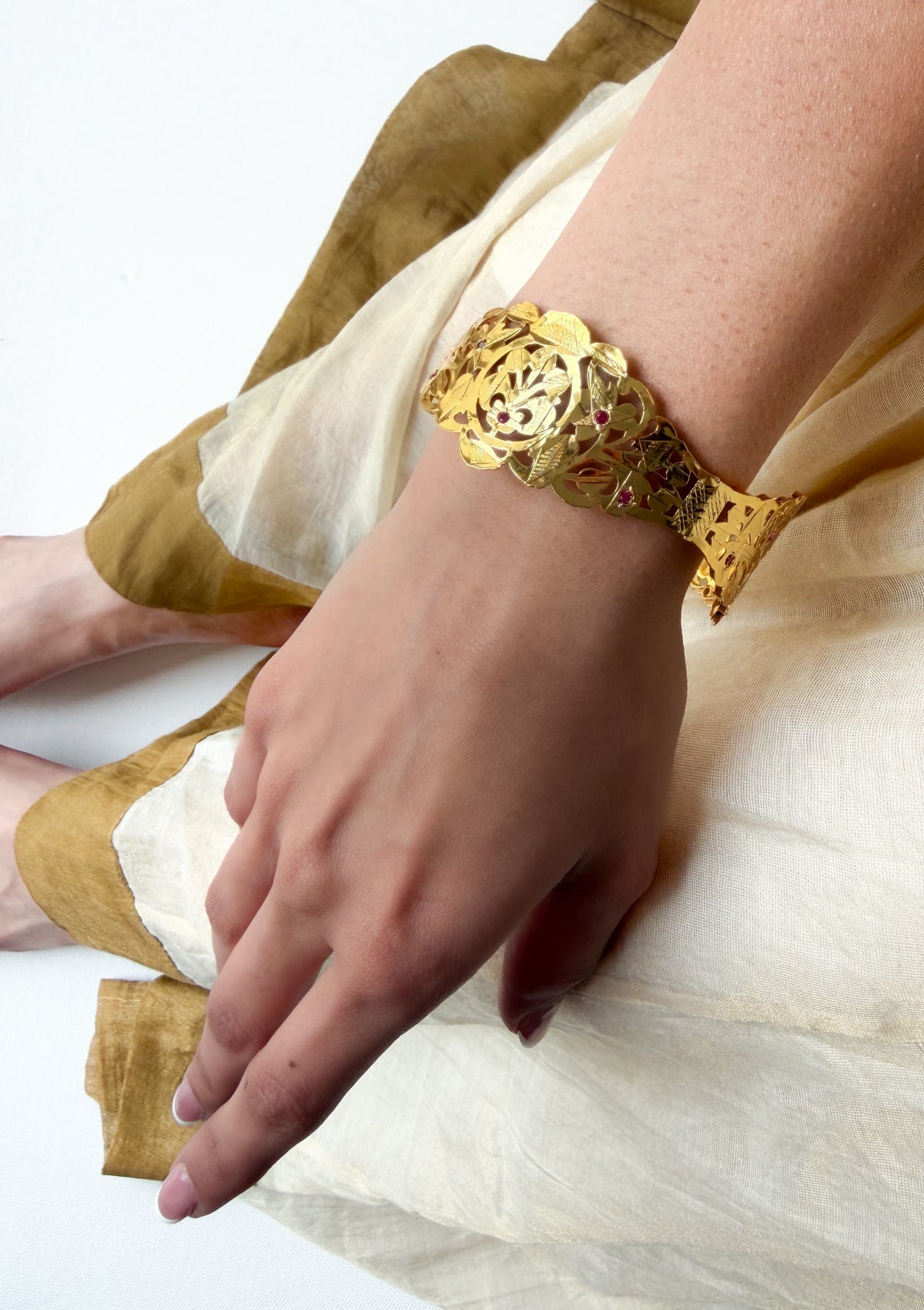 Prisha Gold Tone Silver Bangle- Size 2.5 Inches