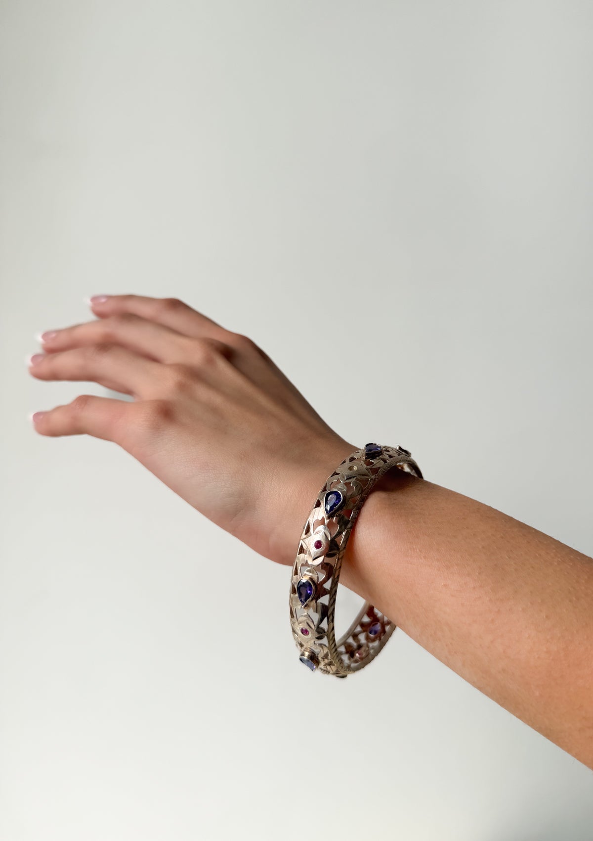 Oviya Gold Tone Silver Bangle- Size 2.5 Inches