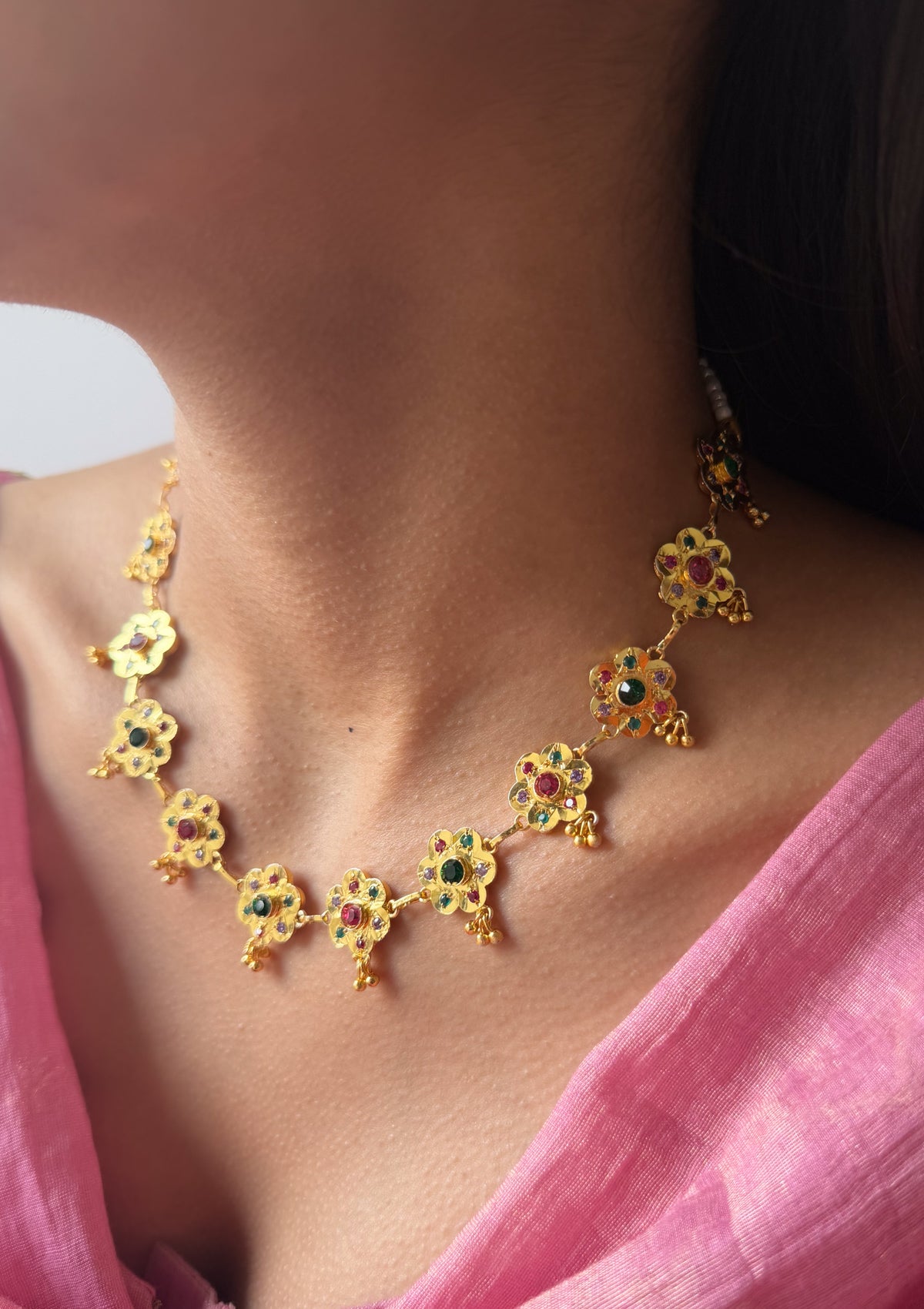Menaka Gold Tone Silver Necklace