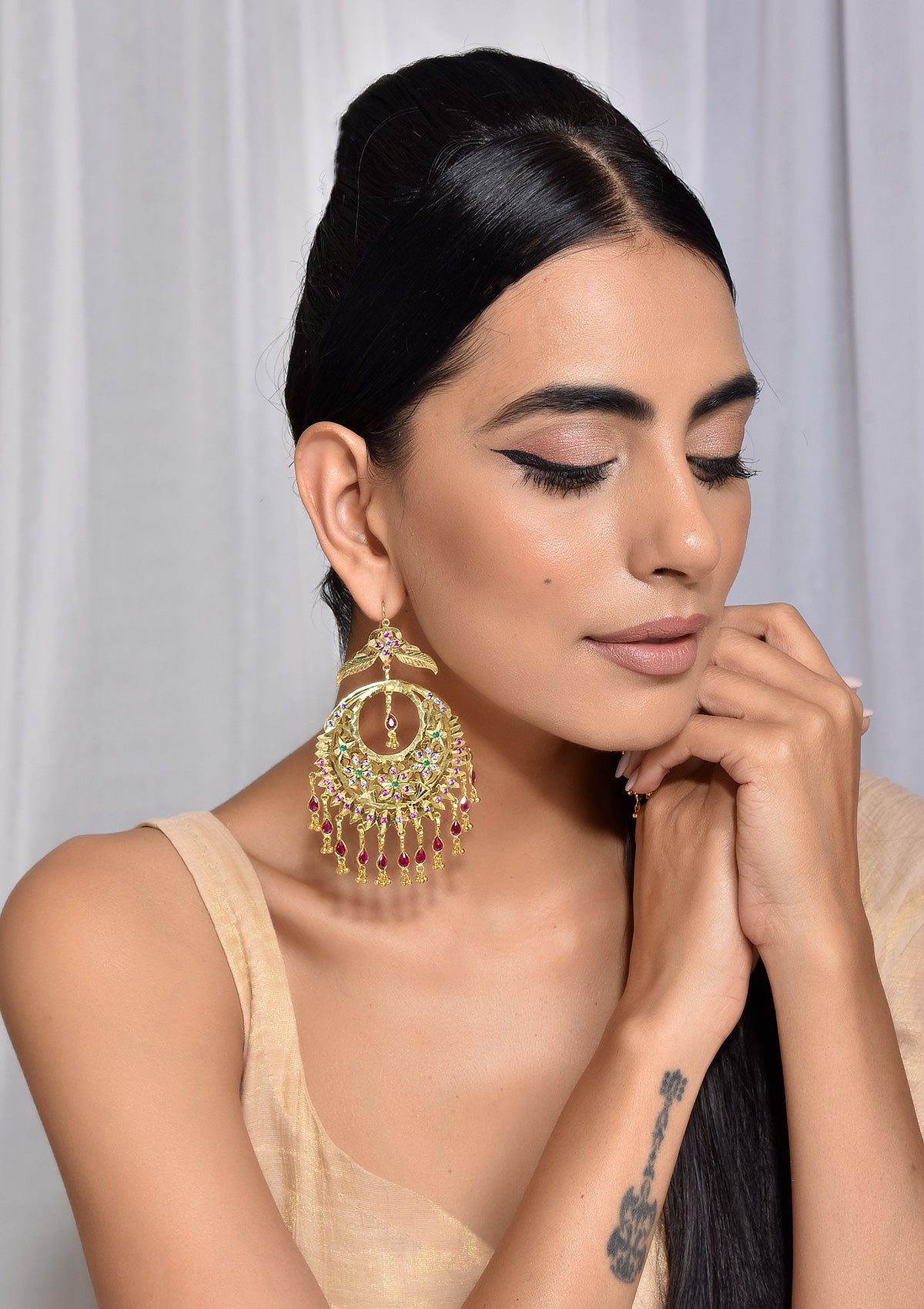 Mekhala Gold Tone Silver Earrings