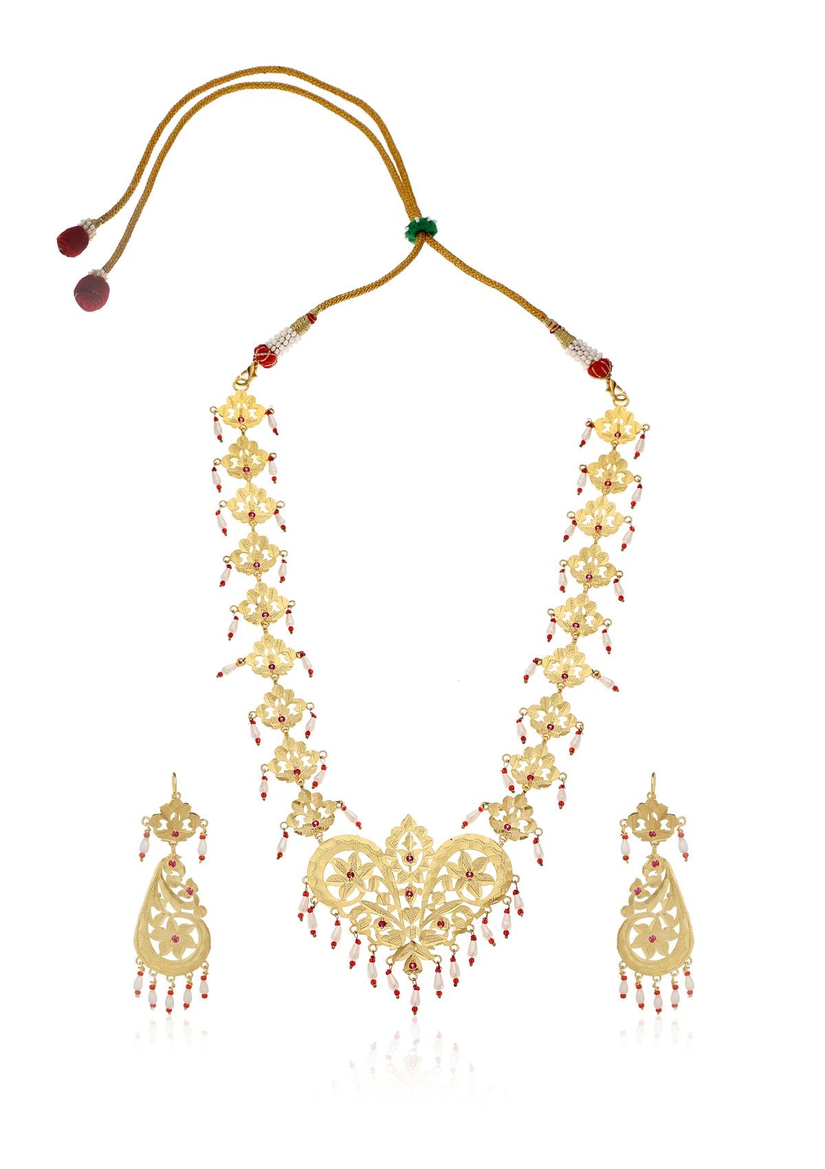 Mumtaz Gold Tone Silver Necklace & Earrings Set