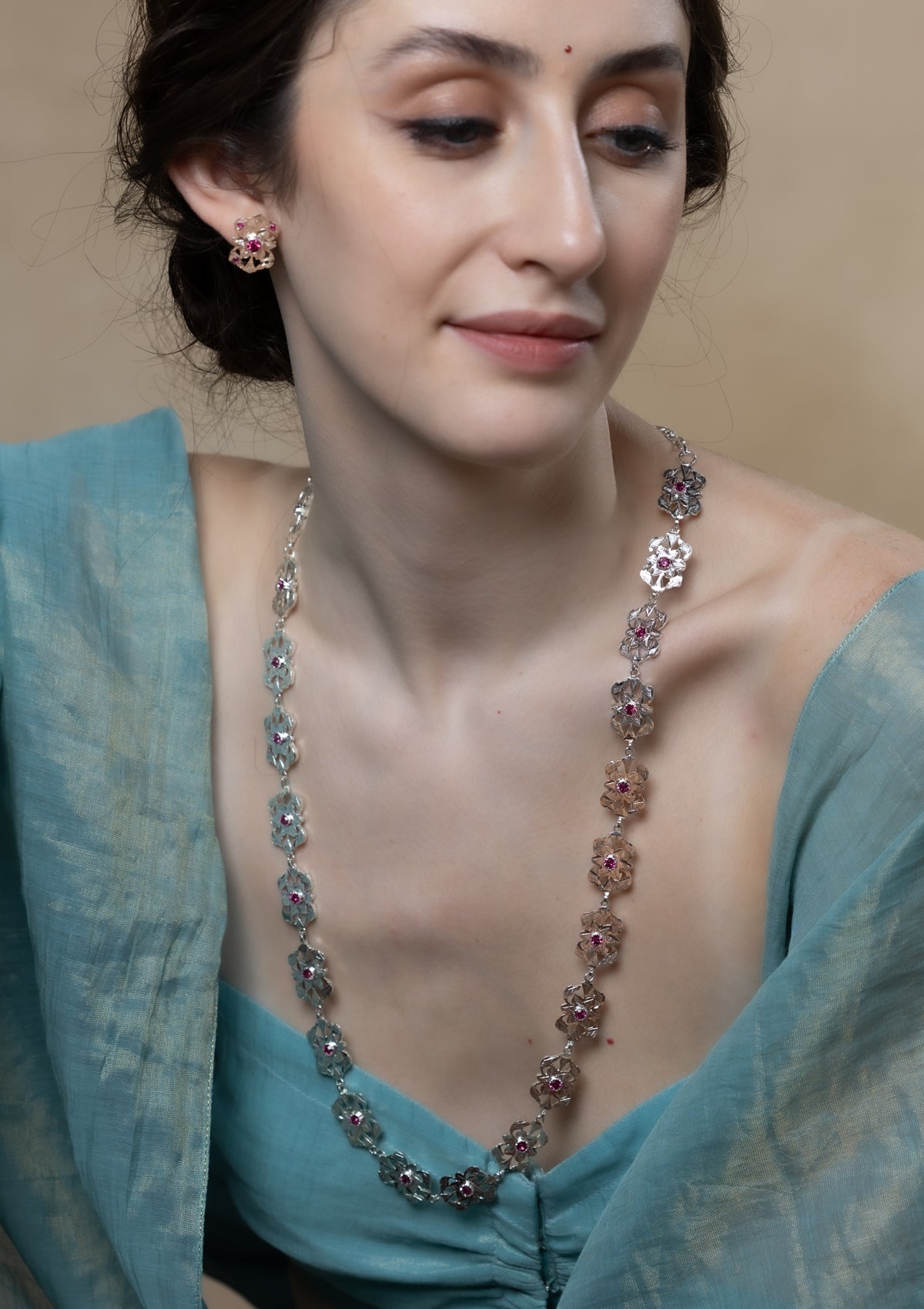 Sarika Handmade Silver Necklace & Earrings Set