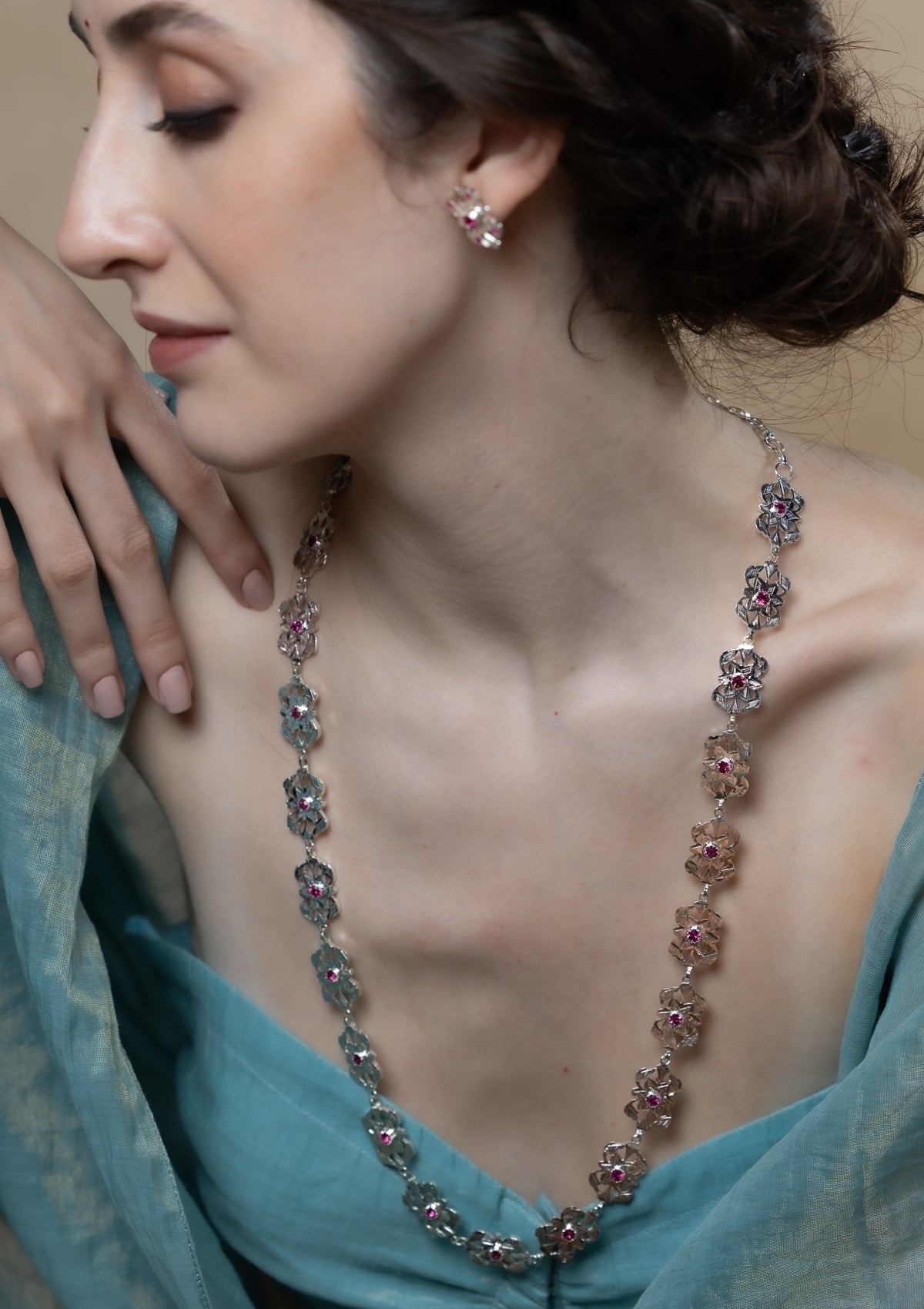 Sarika Handmade Silver Necklace & Earrings Set