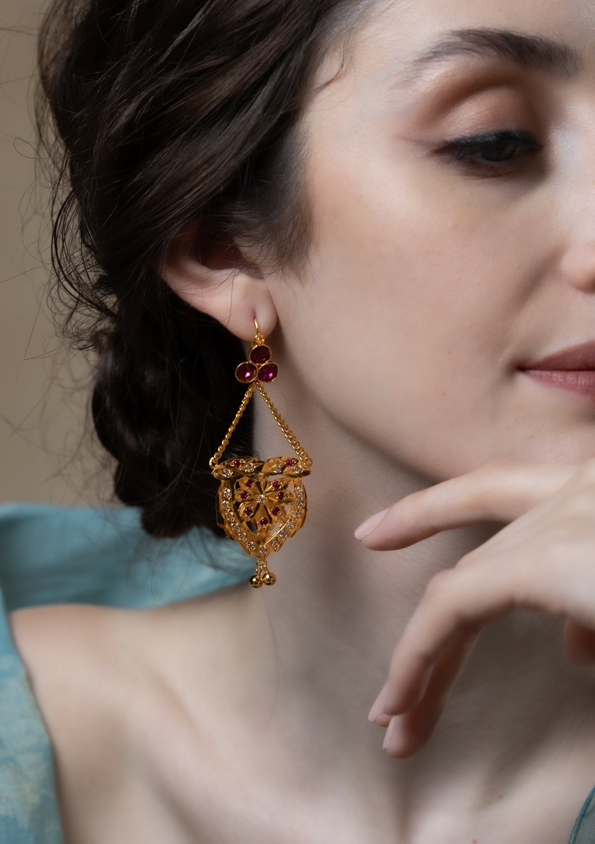 Nabila Gold Tone Silver Earrings
