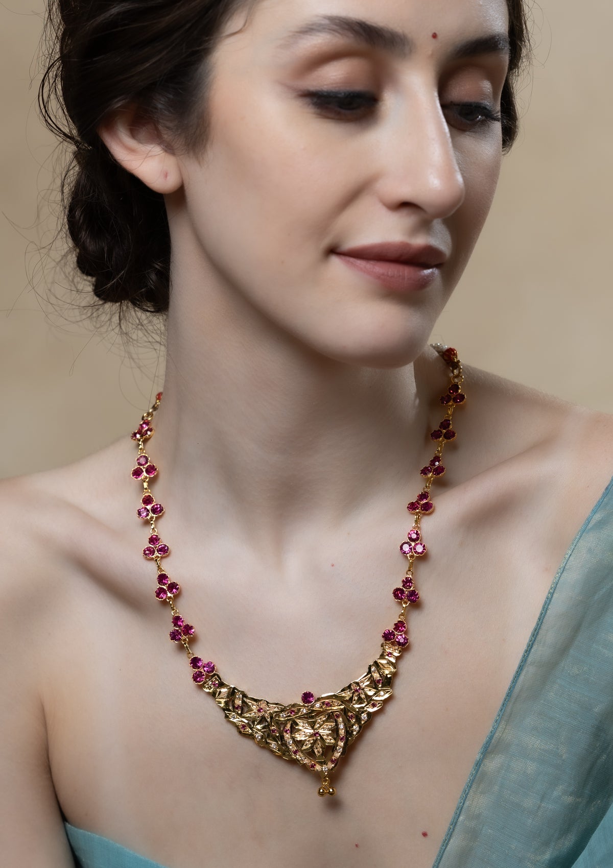 Nabila Gold Tone Silver Necklace