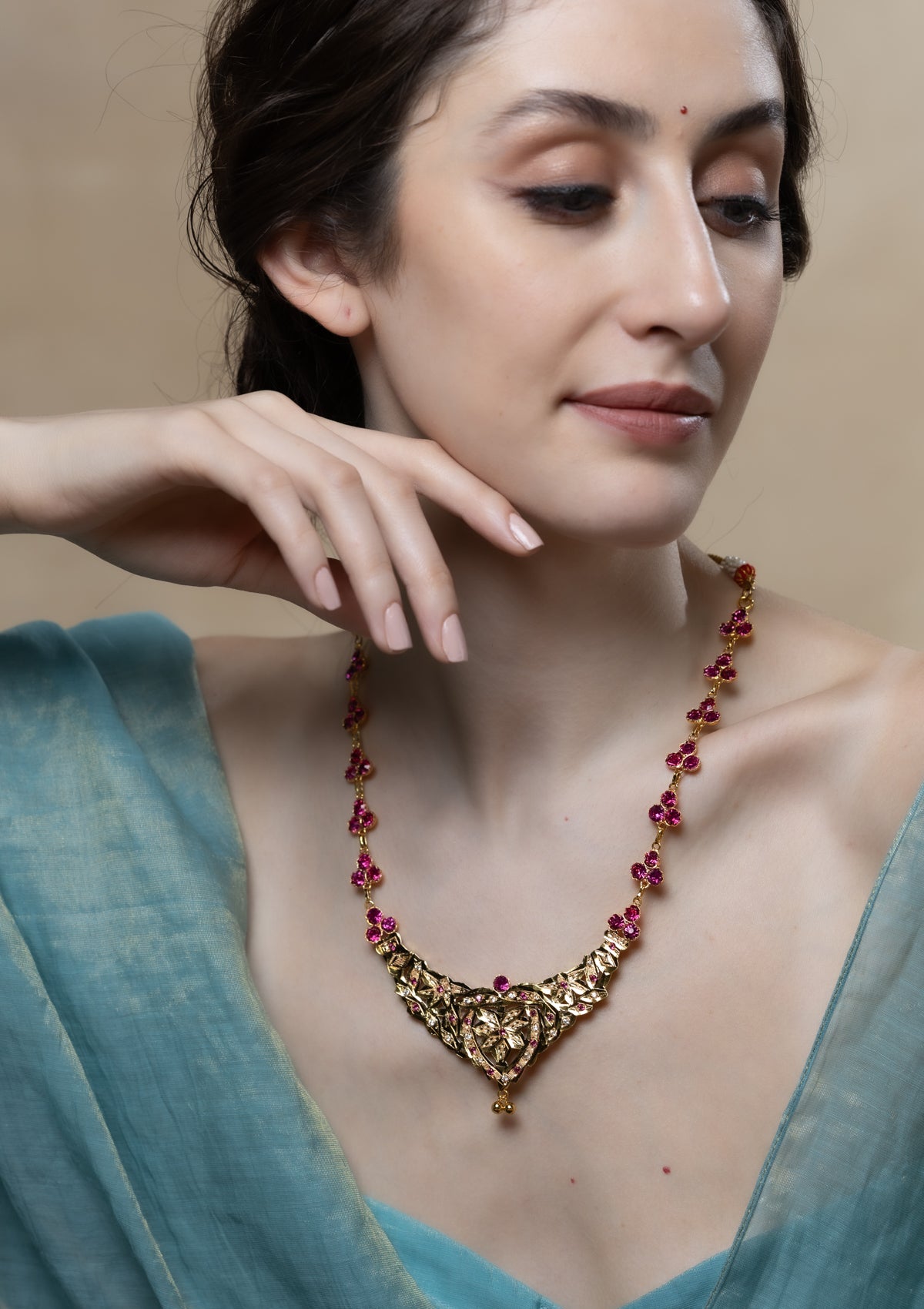 Nabila Gold Tone Silver Necklace