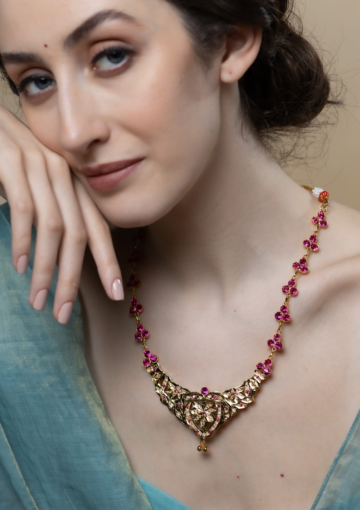 Nabila Gold Tone Silver Necklace