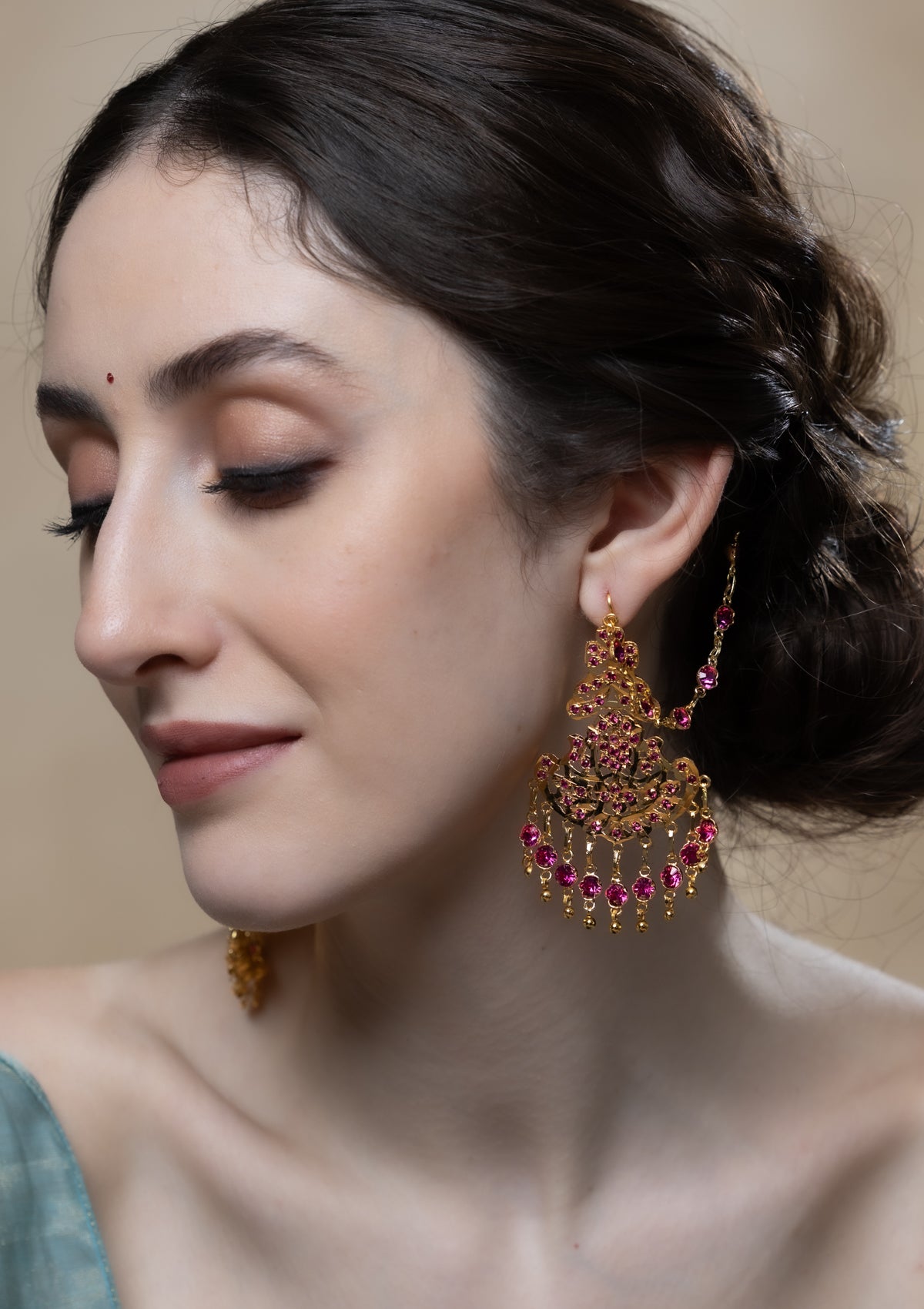 Mitra Gold Tone Silver Earrings