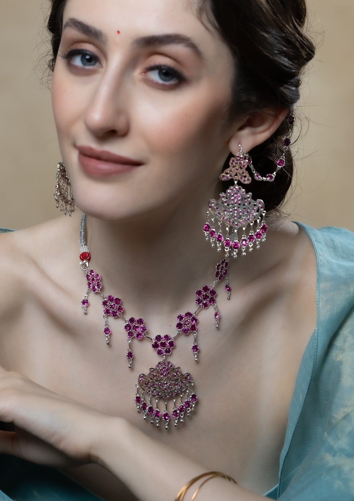 Mitra Handmade Silver Necklace & Earrings Set