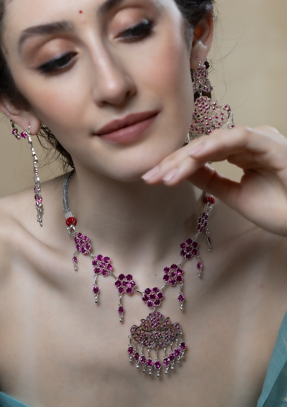 Mitra Handmade Silver Necklace & Earrings Set