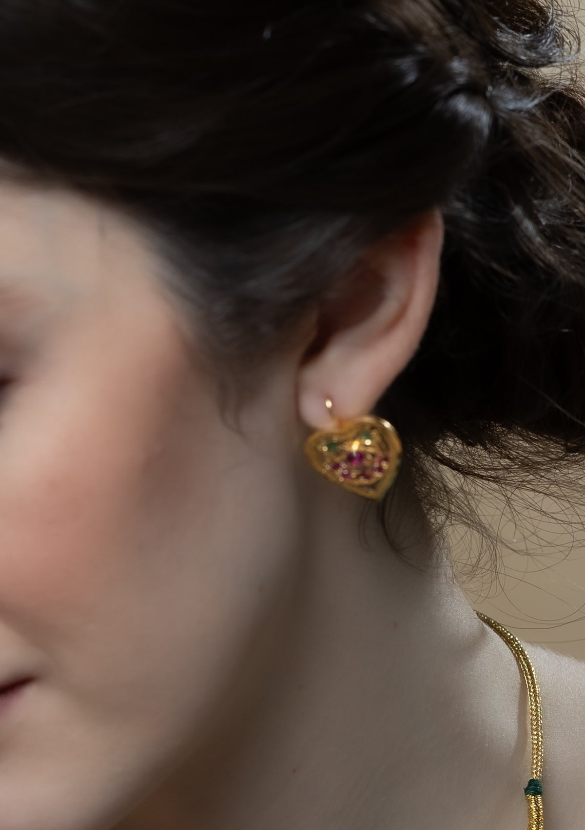 Dilruba Gold Tone Silver Earrings