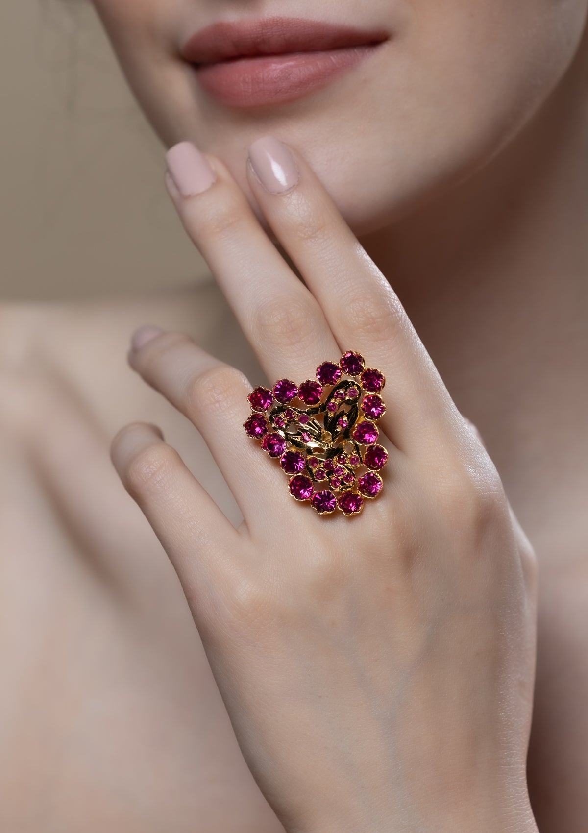 Momina Gold Tone Silver Ring