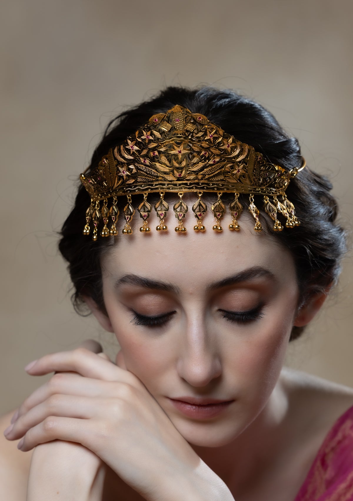 Halima Gold Tone Silver Mukut
