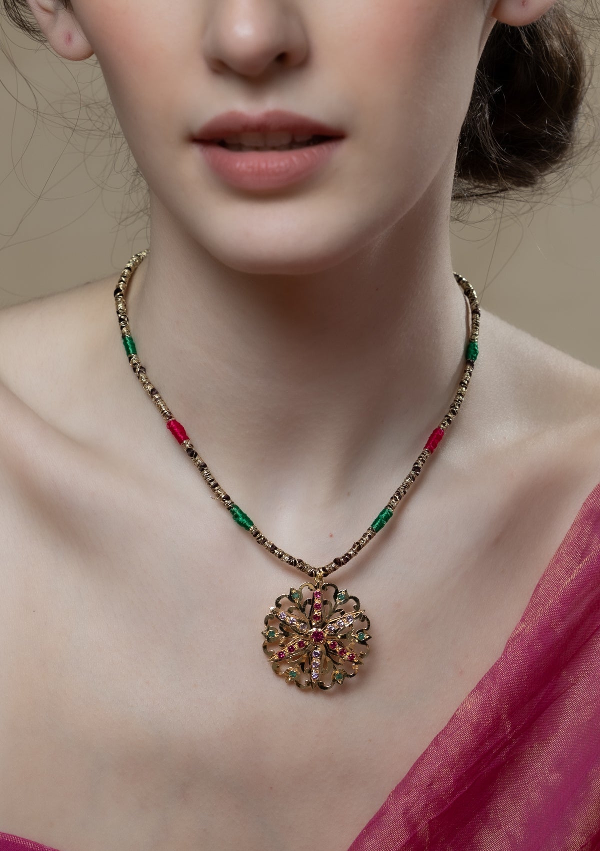 Phoolmati Gold Tone Silver Necklace