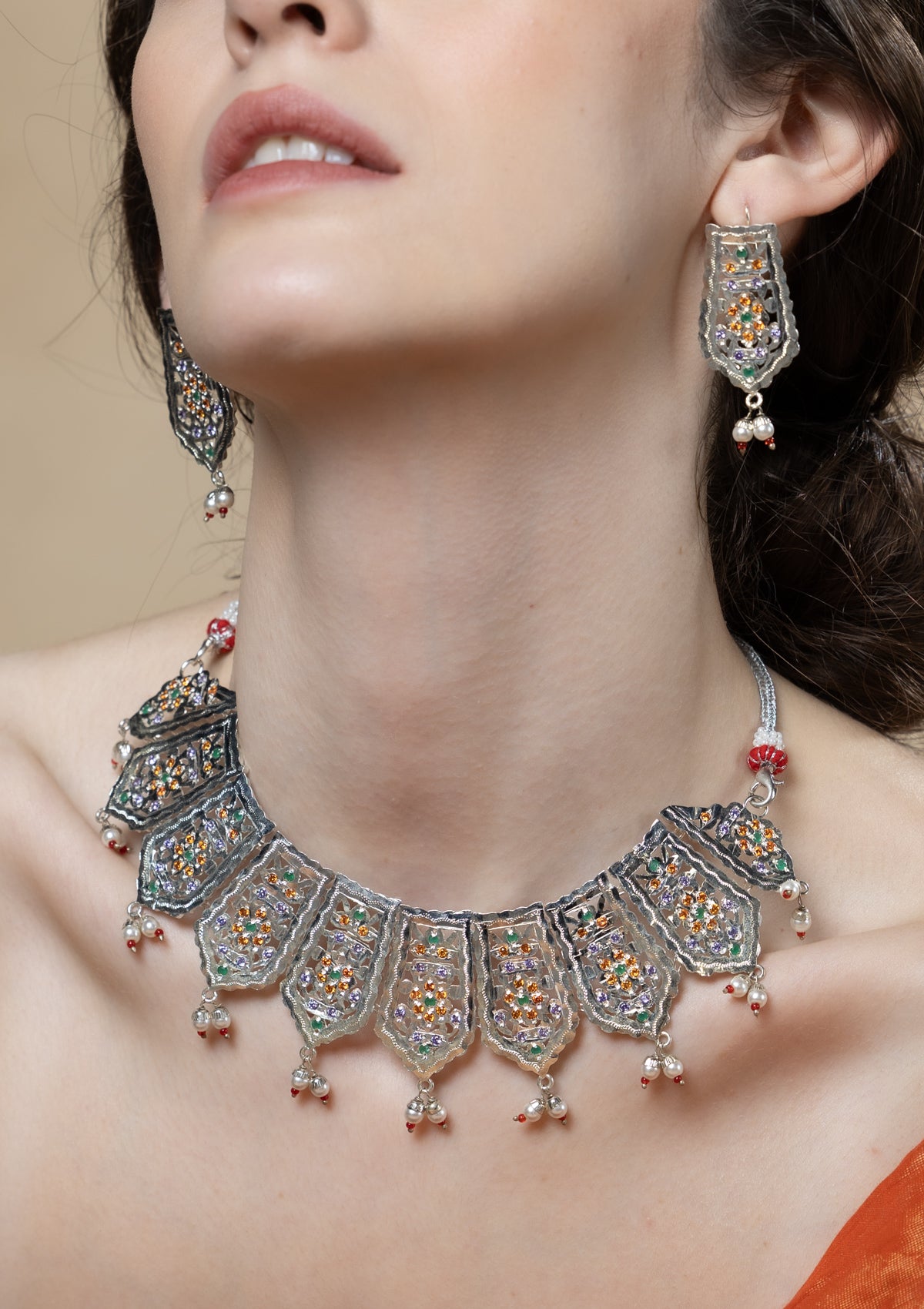 Mayuri Handmade Silver Necklace & Earrings