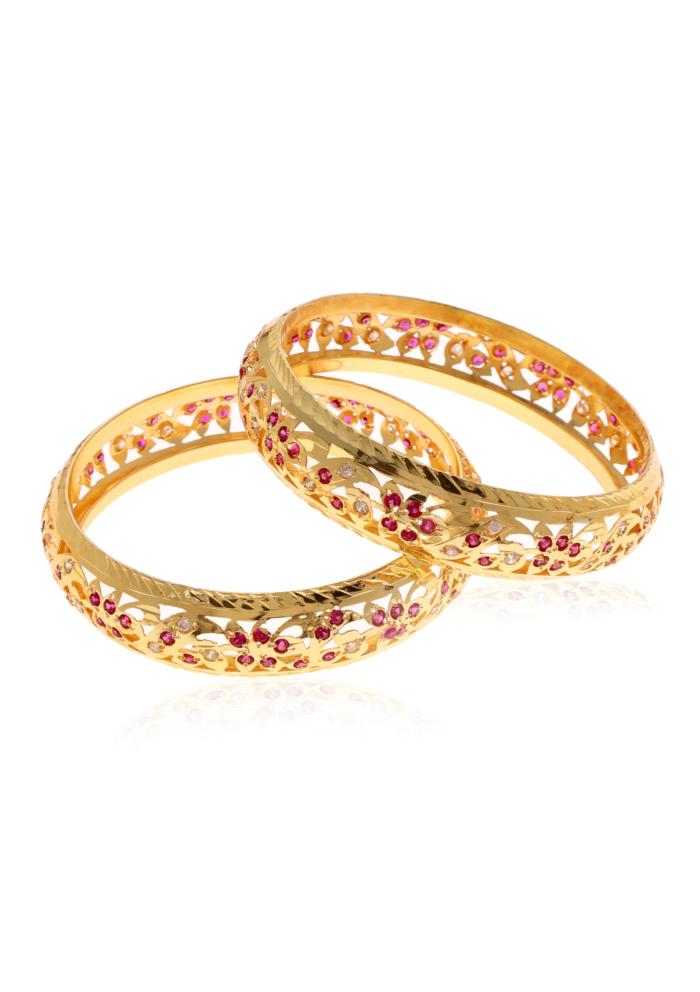 Kohima Gold Tone Silver Bangle - Set of 2