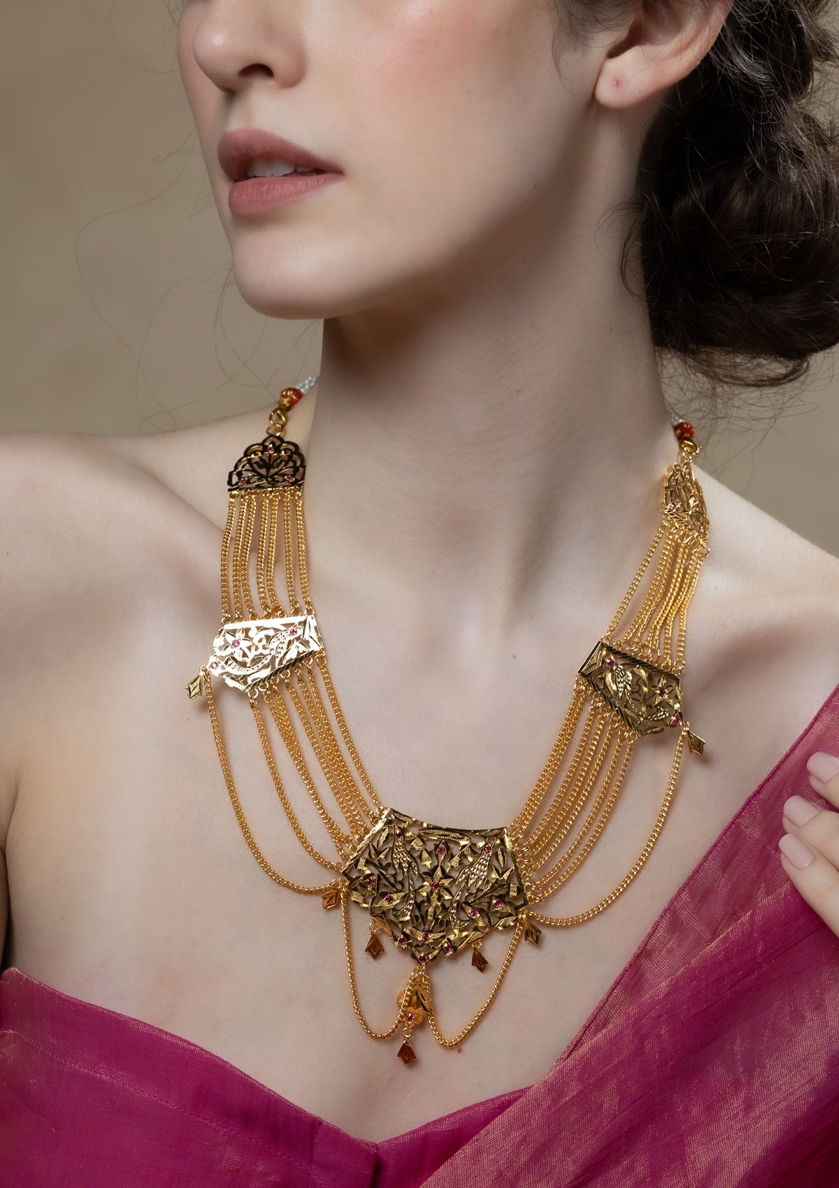 Mahira Gold Tone Silver Necklace