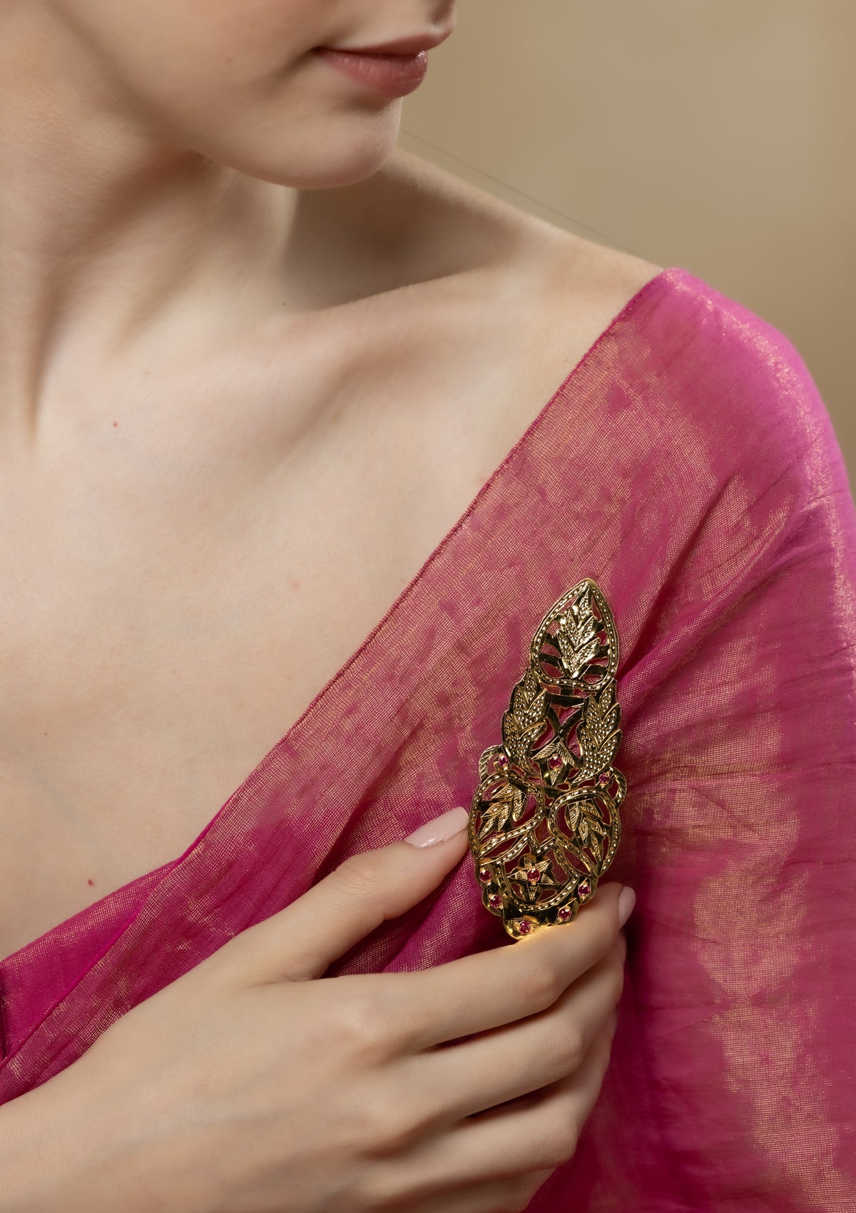 Nhazia Gold Tone Silver Brooch