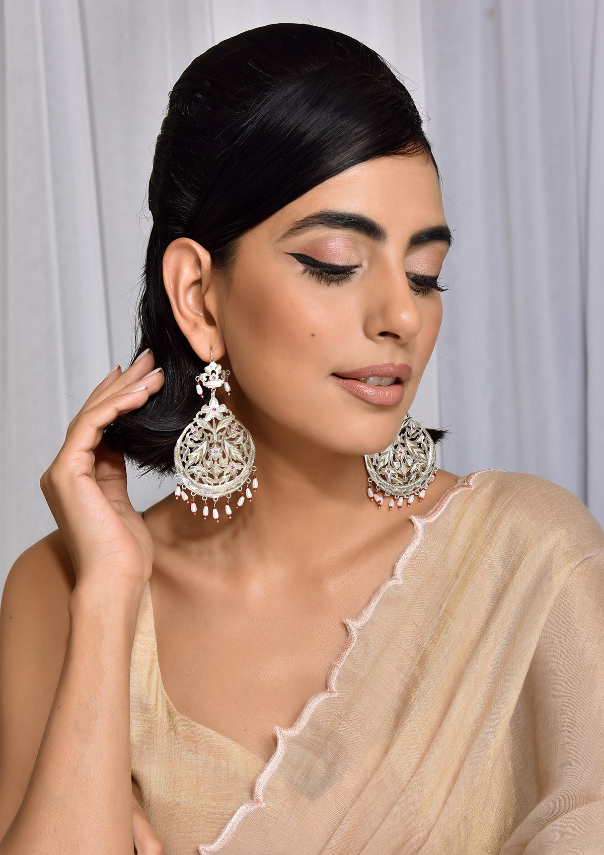 Naseera Pearl Handmade Silver Earrings