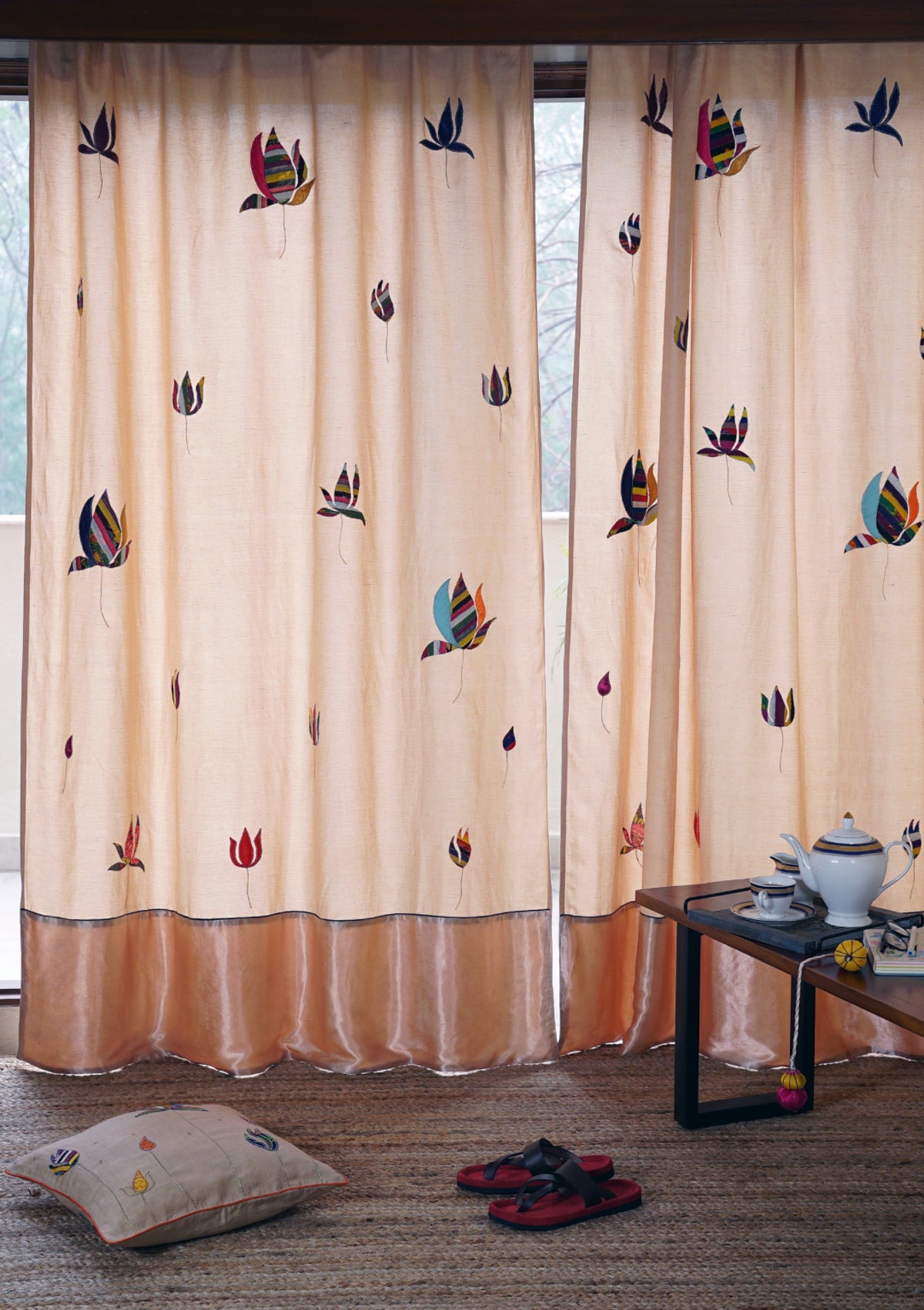 Nelumbo Beige Linen Curtain