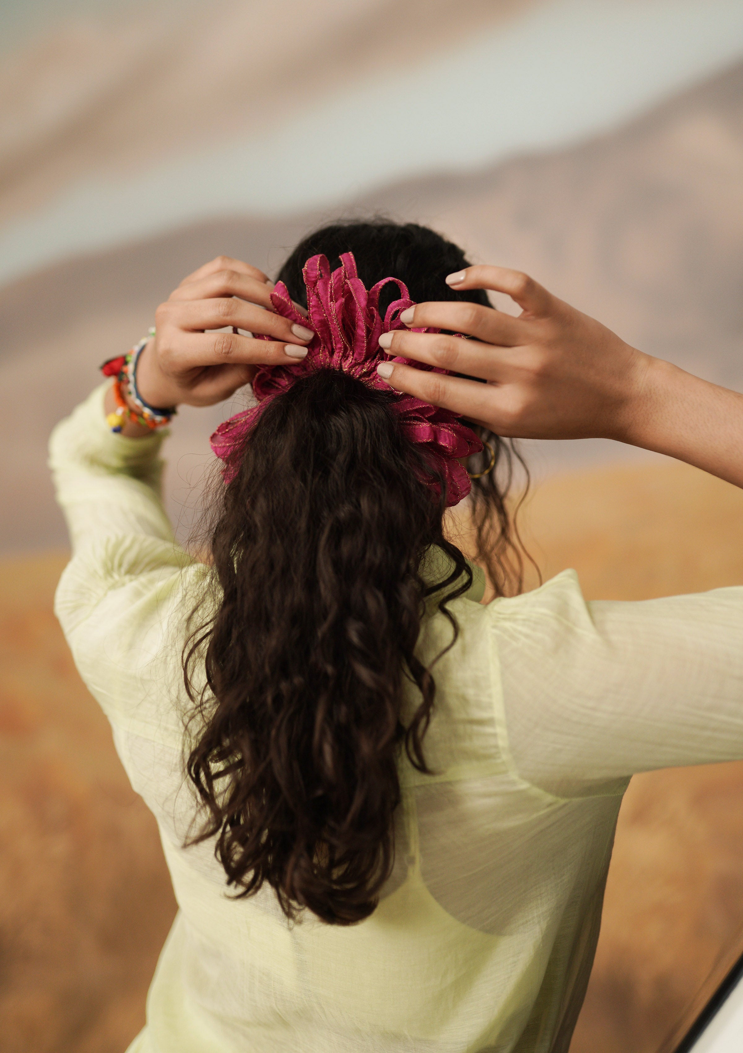 Gulaabi Drama Scrunchie