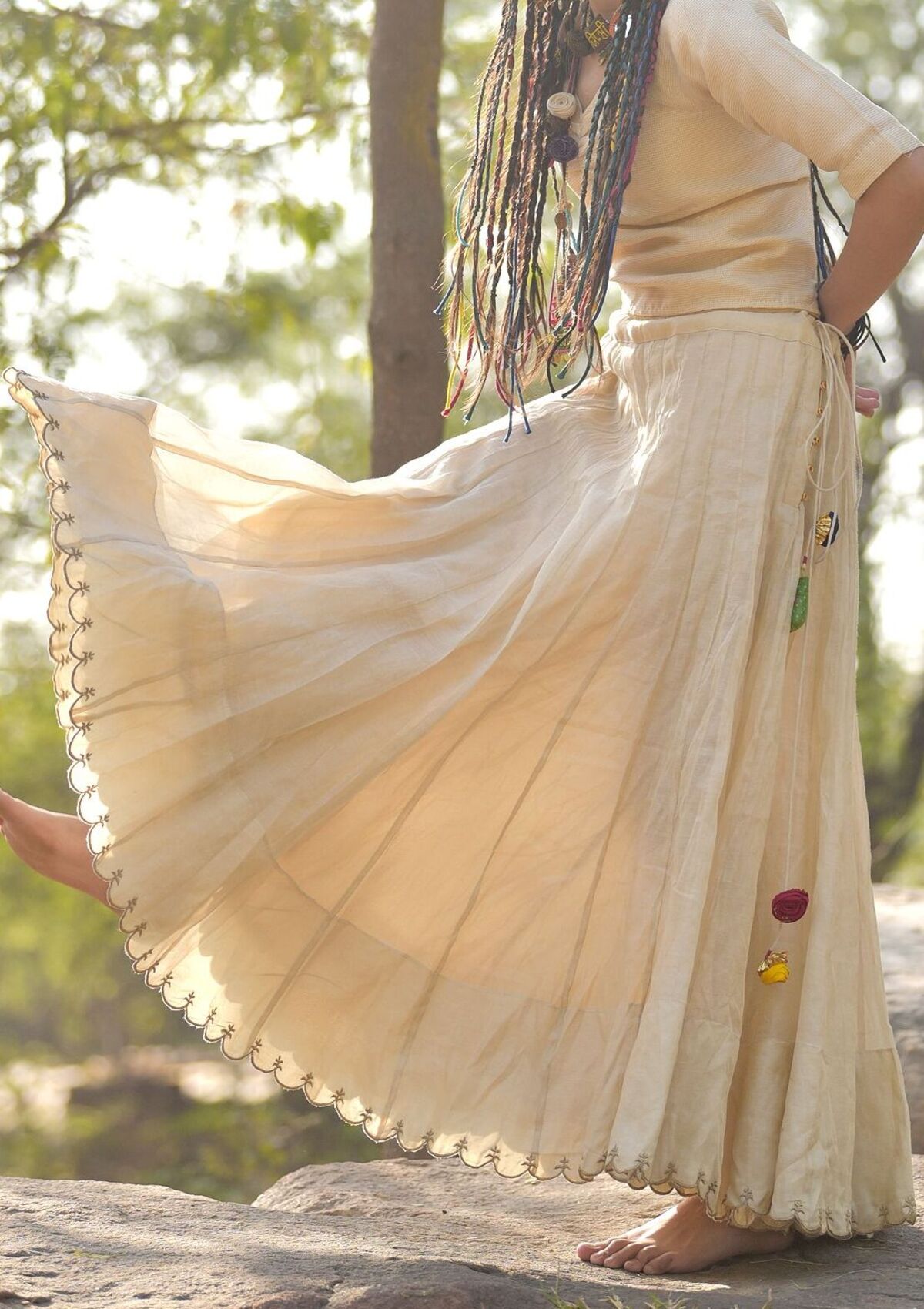 Noori Gold Chanderi Tissue Skirt