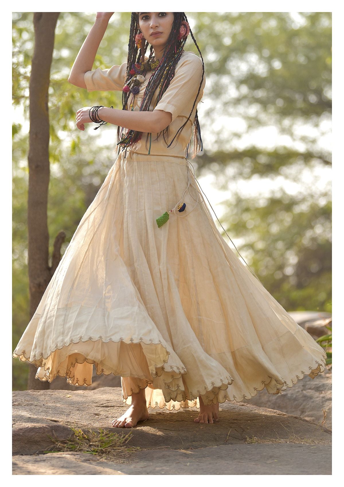 Noori Gold Chanderi Tissue Skirt