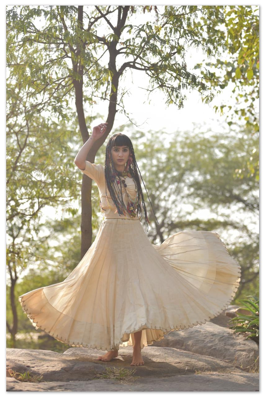 Noori Gold Chanderi Tissue Skirt