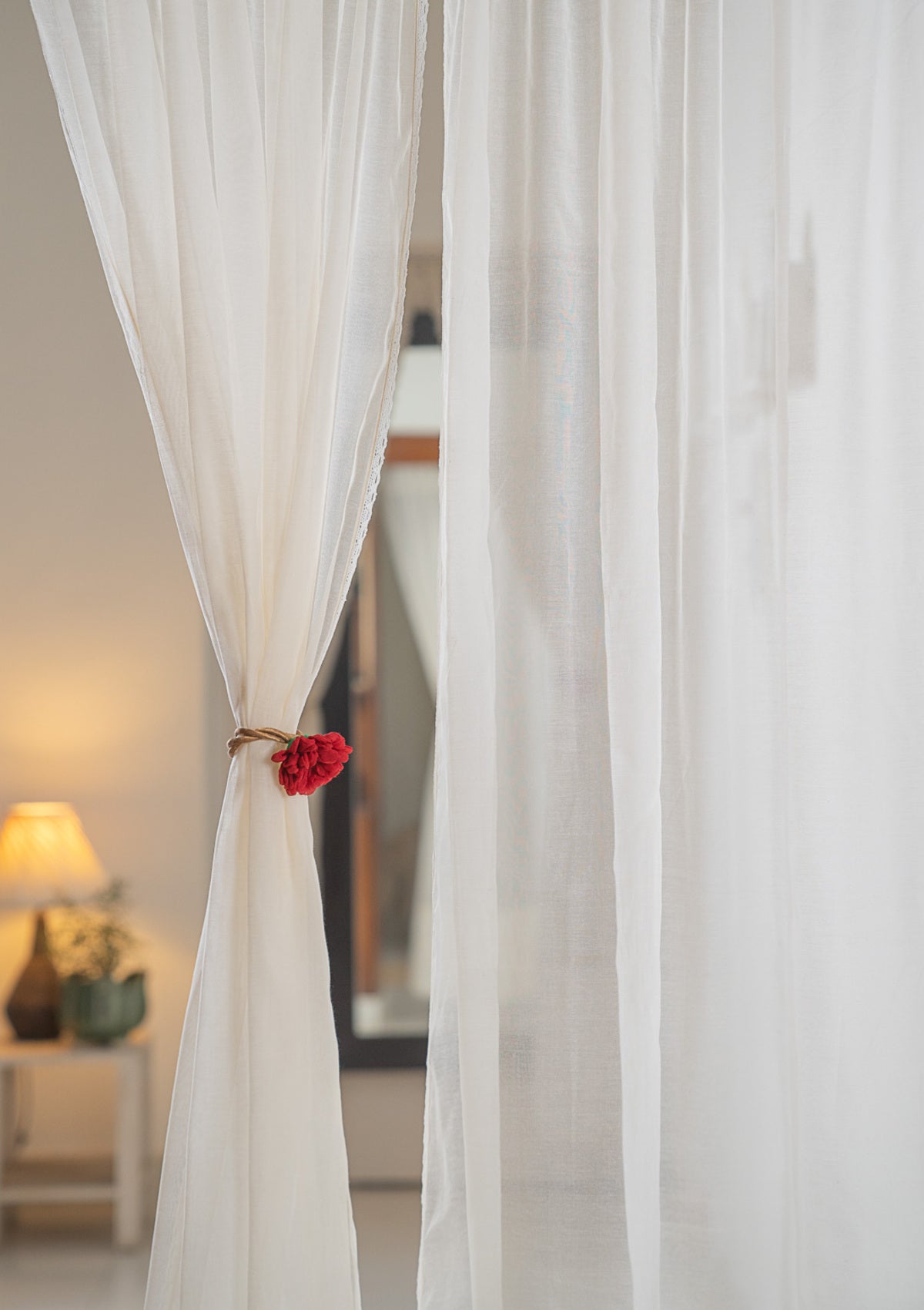 Opal White Chanderi Sheer Curtains- Set of 2