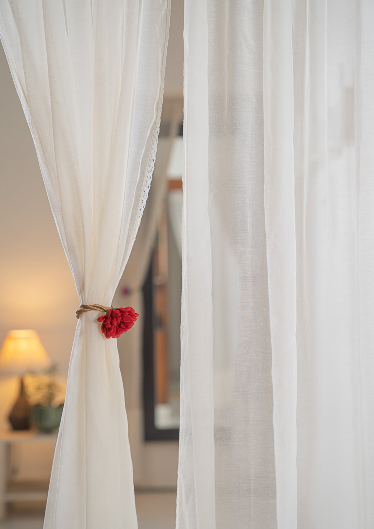 Opal White Chanderi Sheer Curtains- Set of 2