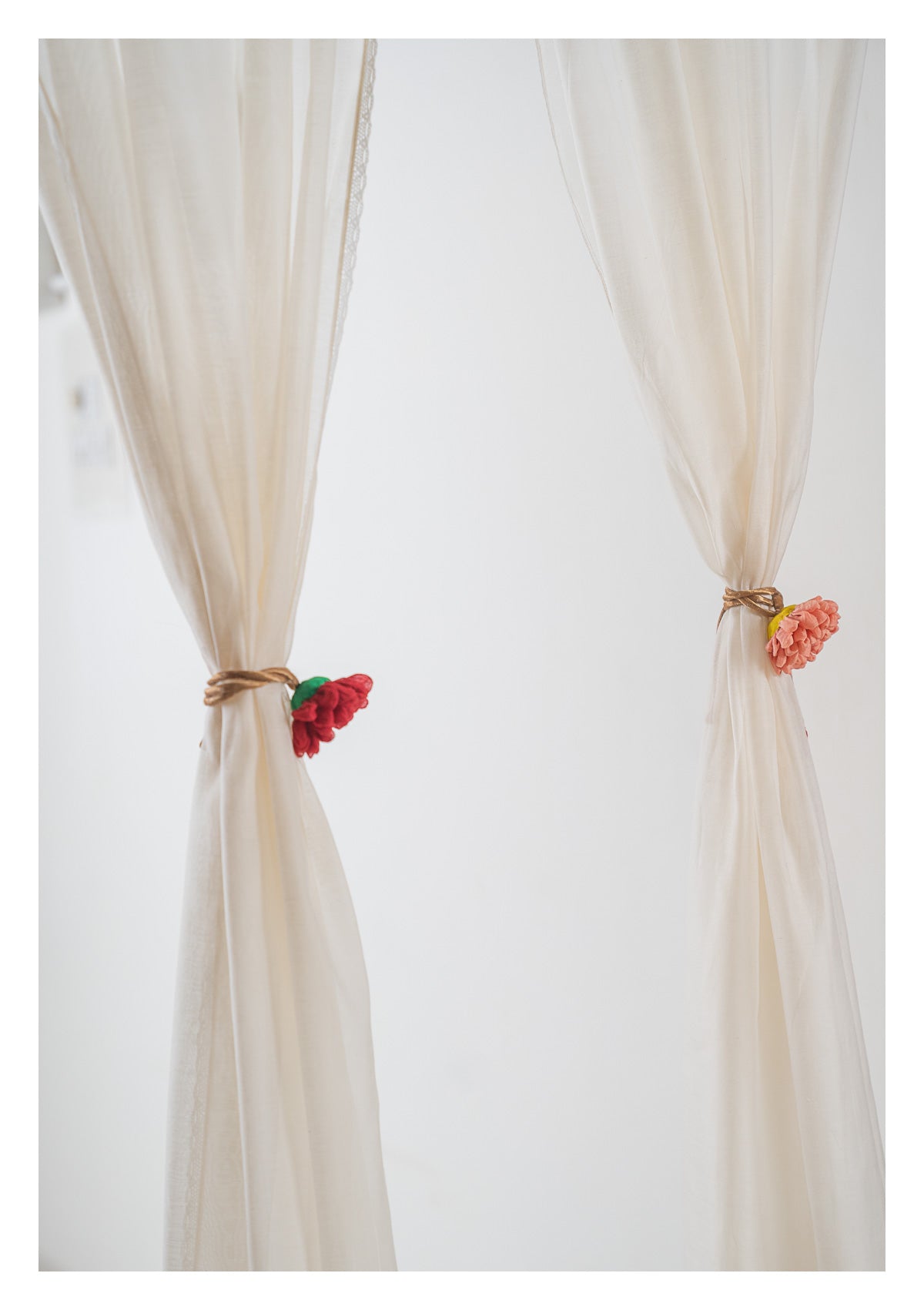 Opal White Chanderi Sheer Curtains- Set of 2
