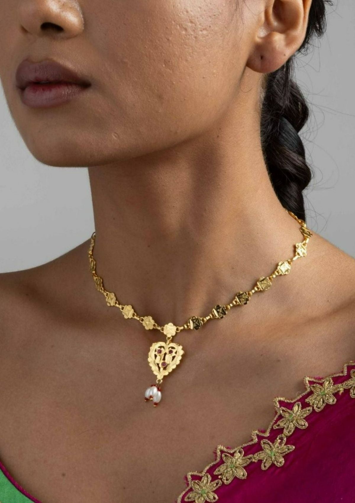 Juhi Gold Tone Silver Necklace