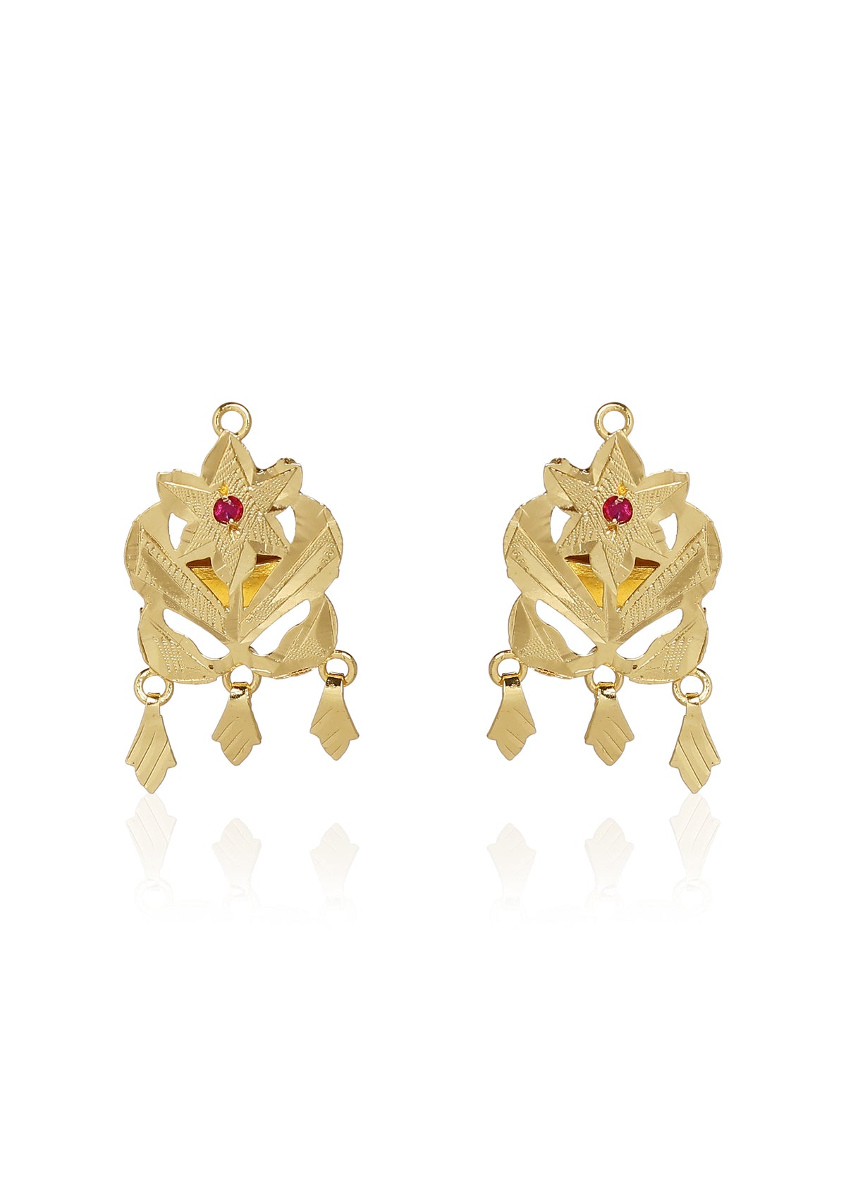 Padma Gold Tone Silver Necklace & Earrings Set