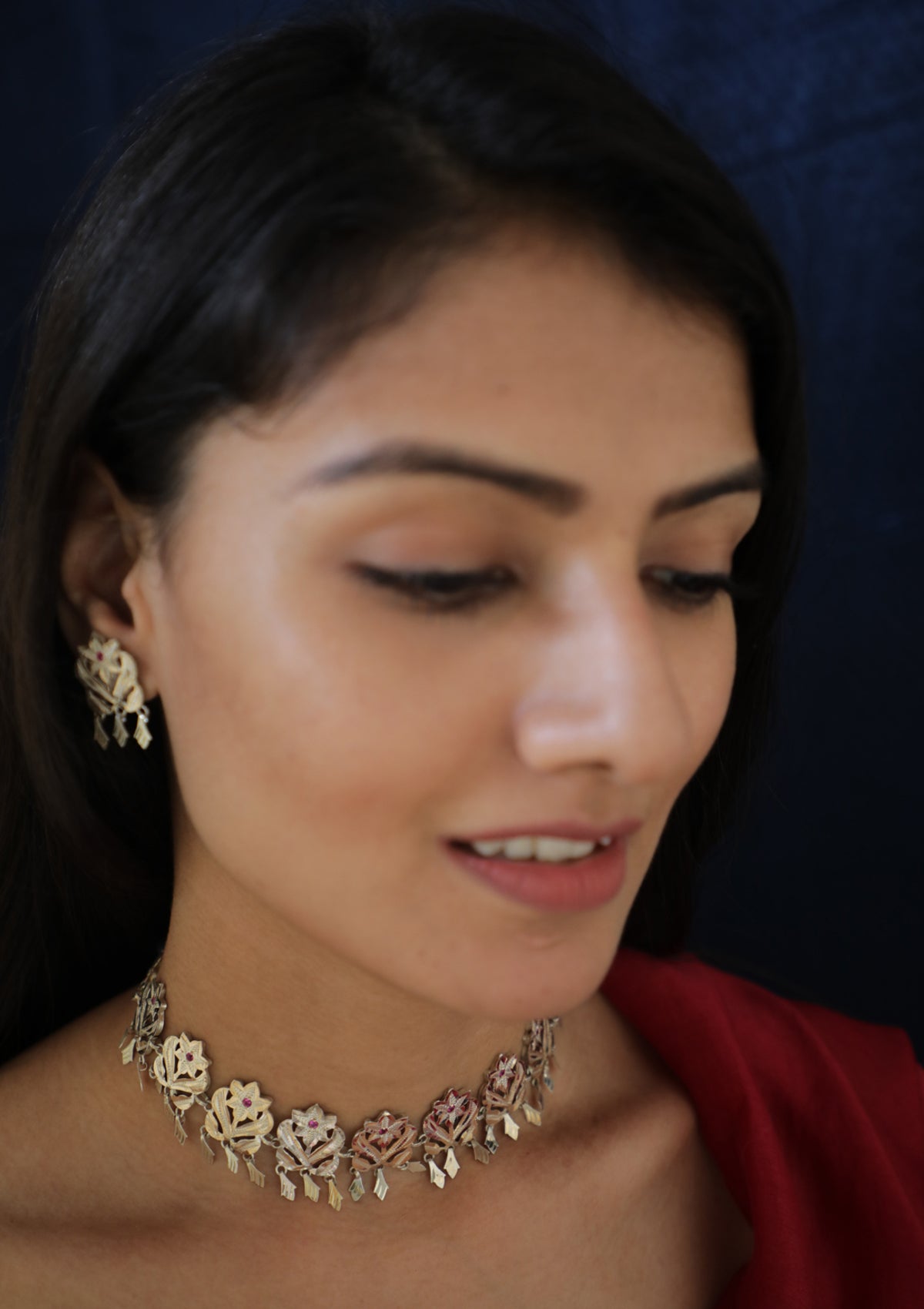 Padma Handmade Silver Necklace And Earrings Set