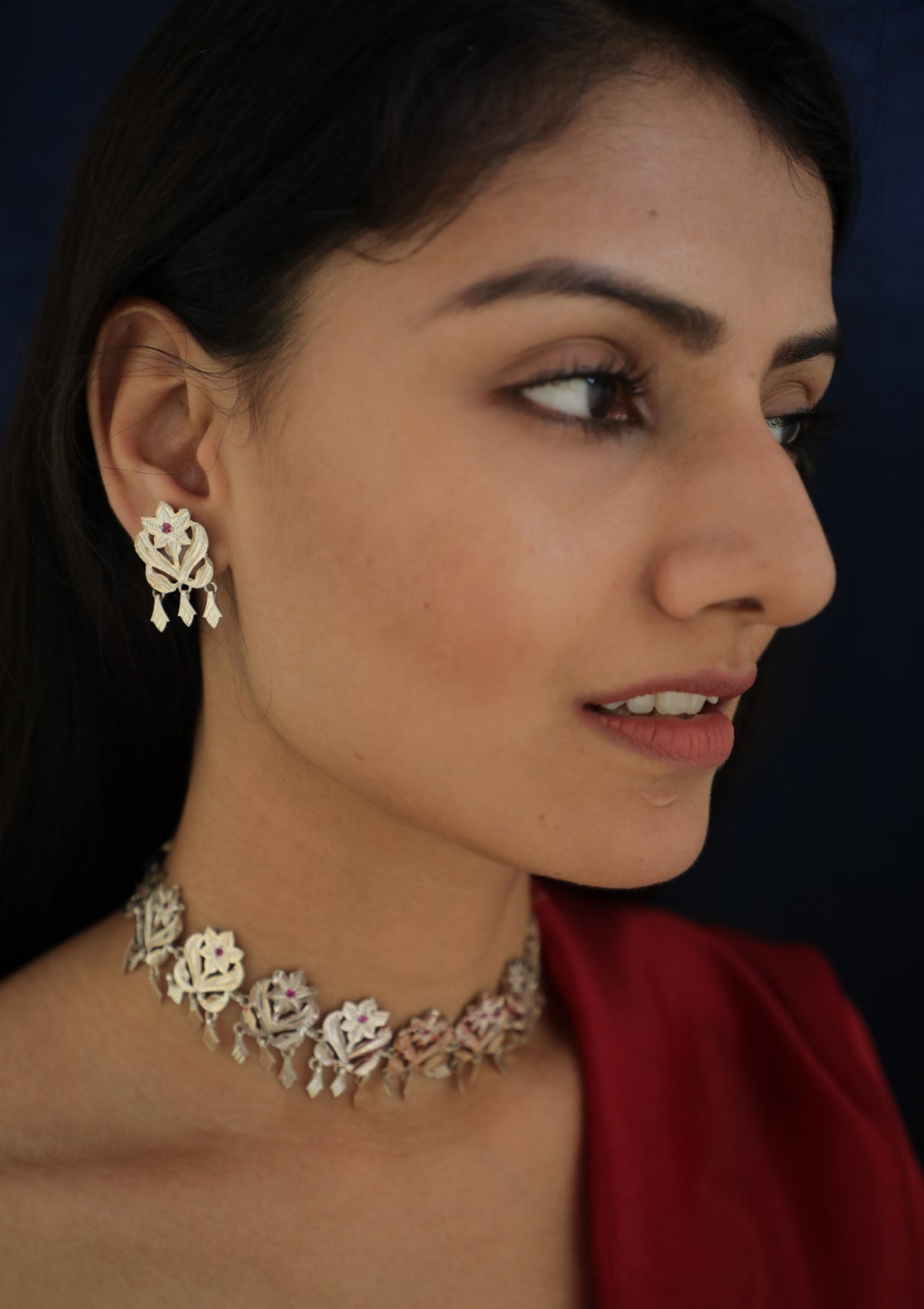 Padma Handmade Silver Necklace And Earrings Set