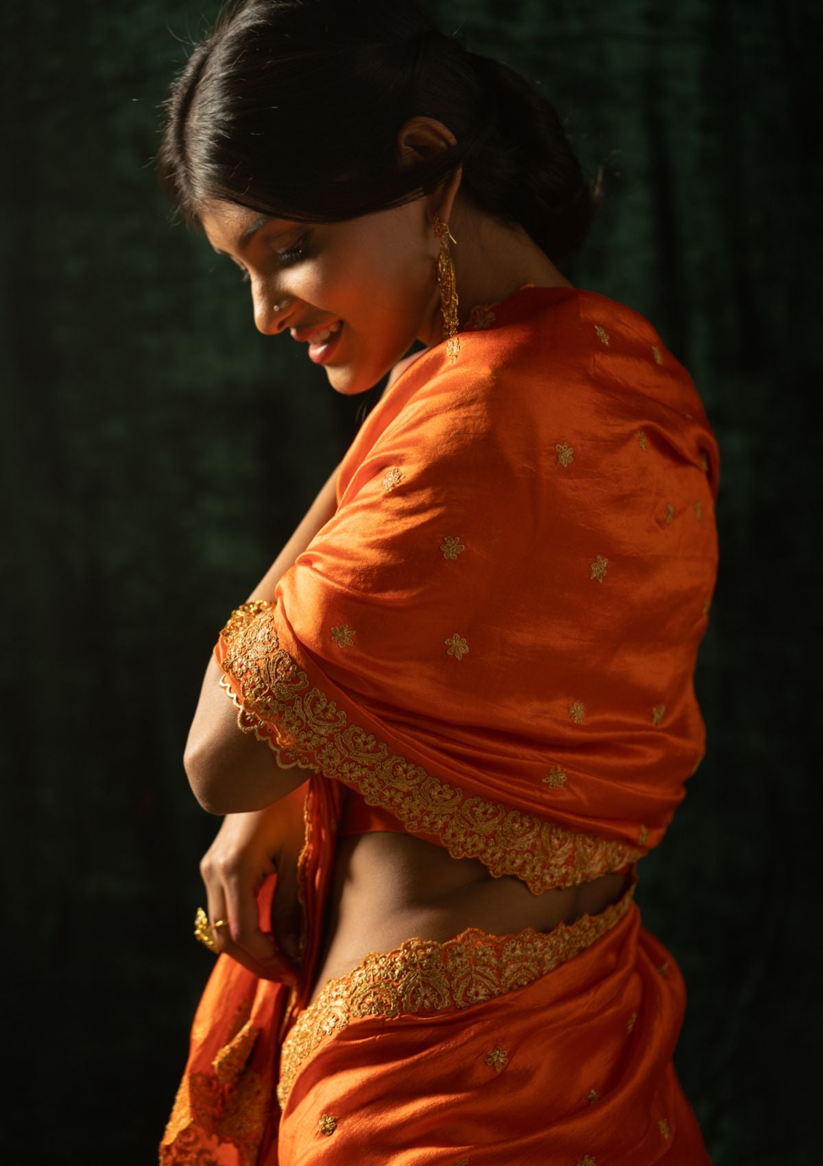 Pali Orange Mulberry Silk Saree