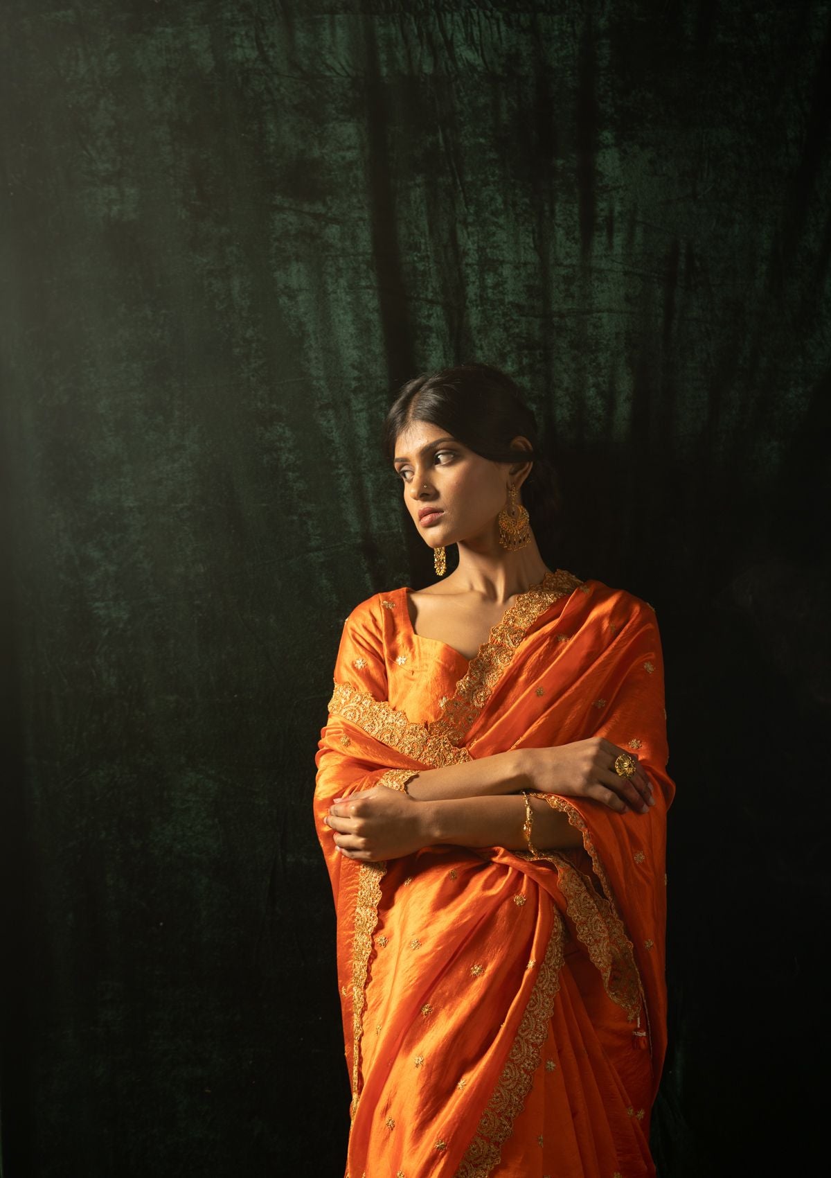 Pali Orange Mulberry Silk Saree