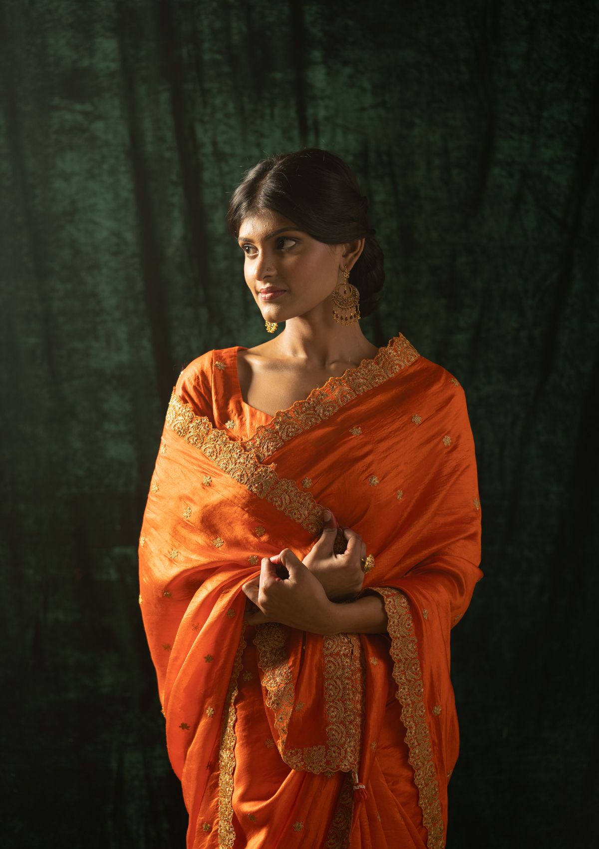 Pali Orange Mulberry Silk Saree