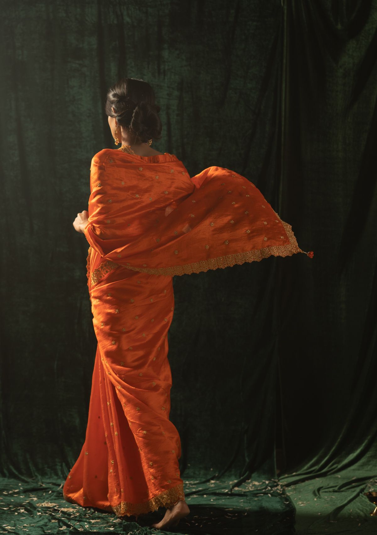 Pali Orange Mulberry Silk Saree