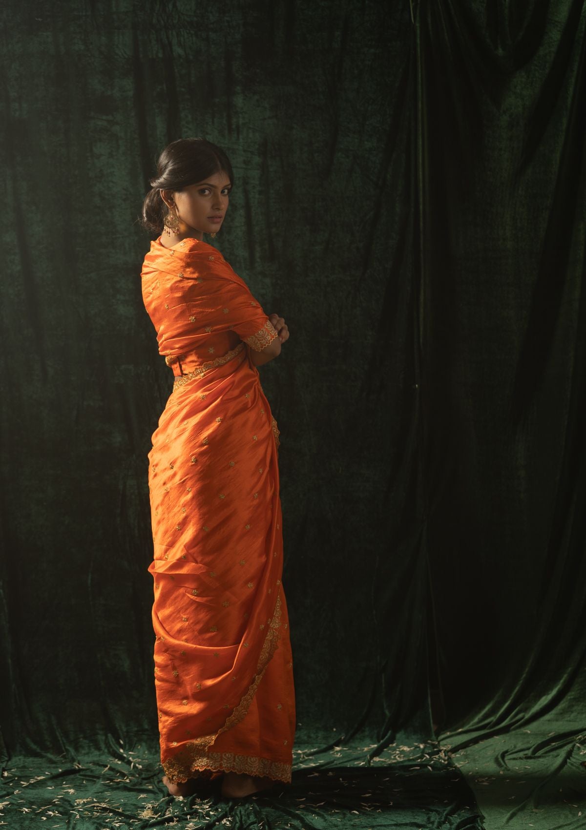 Pali Orange Mulberry Silk Saree