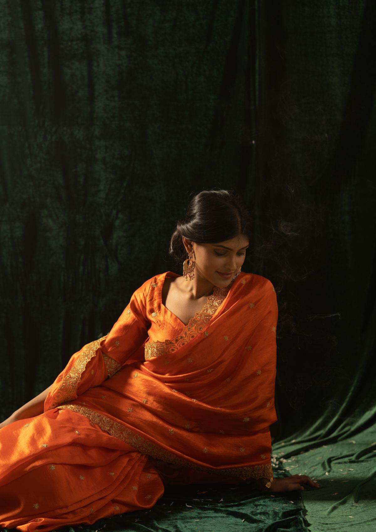 Pali Orange Mulberry Silk Saree